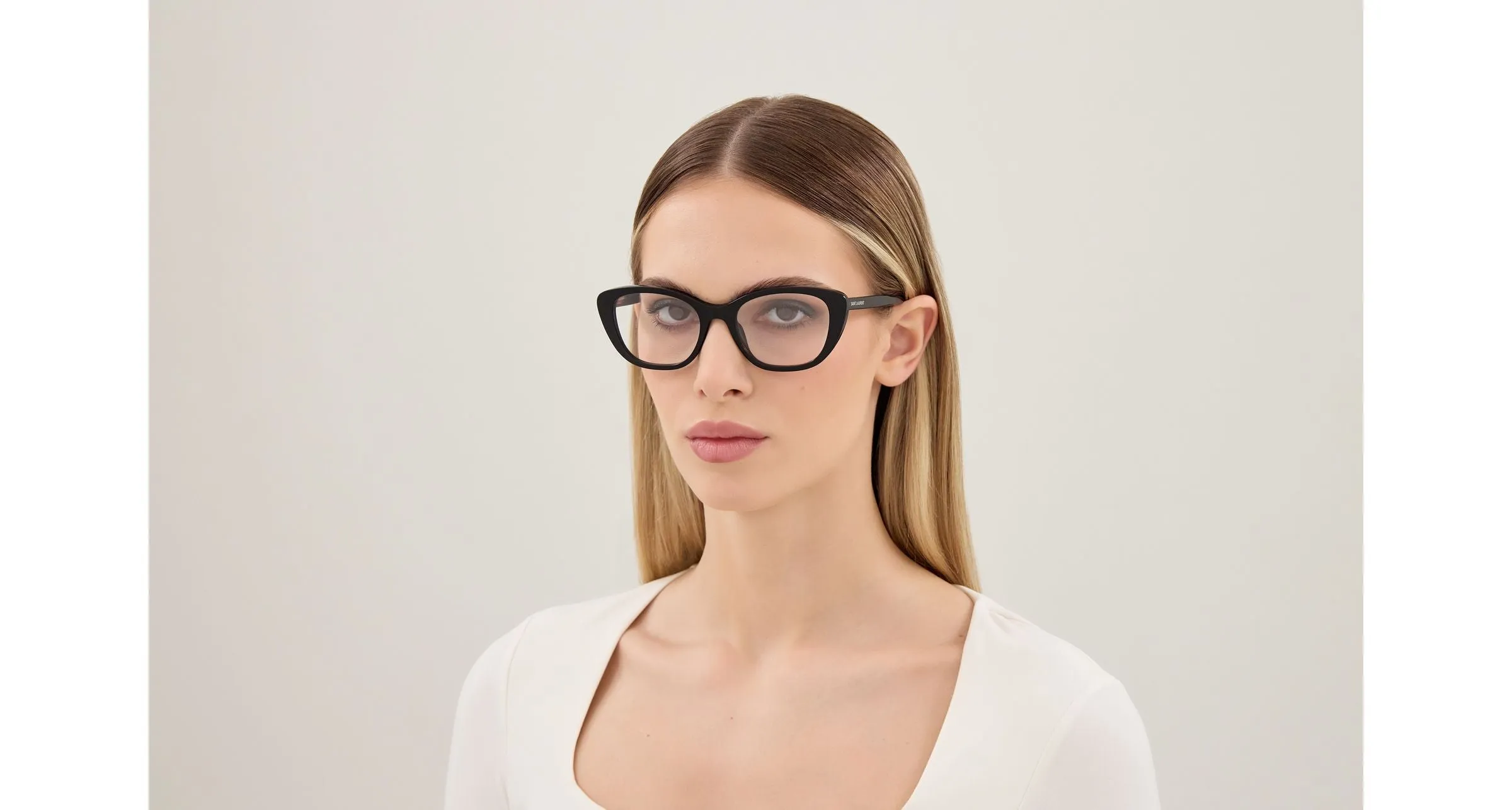 SAINT LAURENT SL 945 001 Montature da vista Acetato Nero Trasparente Cat Eye - immagine 4