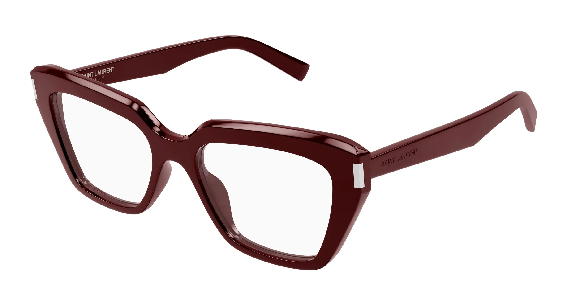 SAINT LAURENT SL 829 006 Montature da vista Acetato Bordeaux Trasparente Cat Eye Antiriflesso - immagine 1