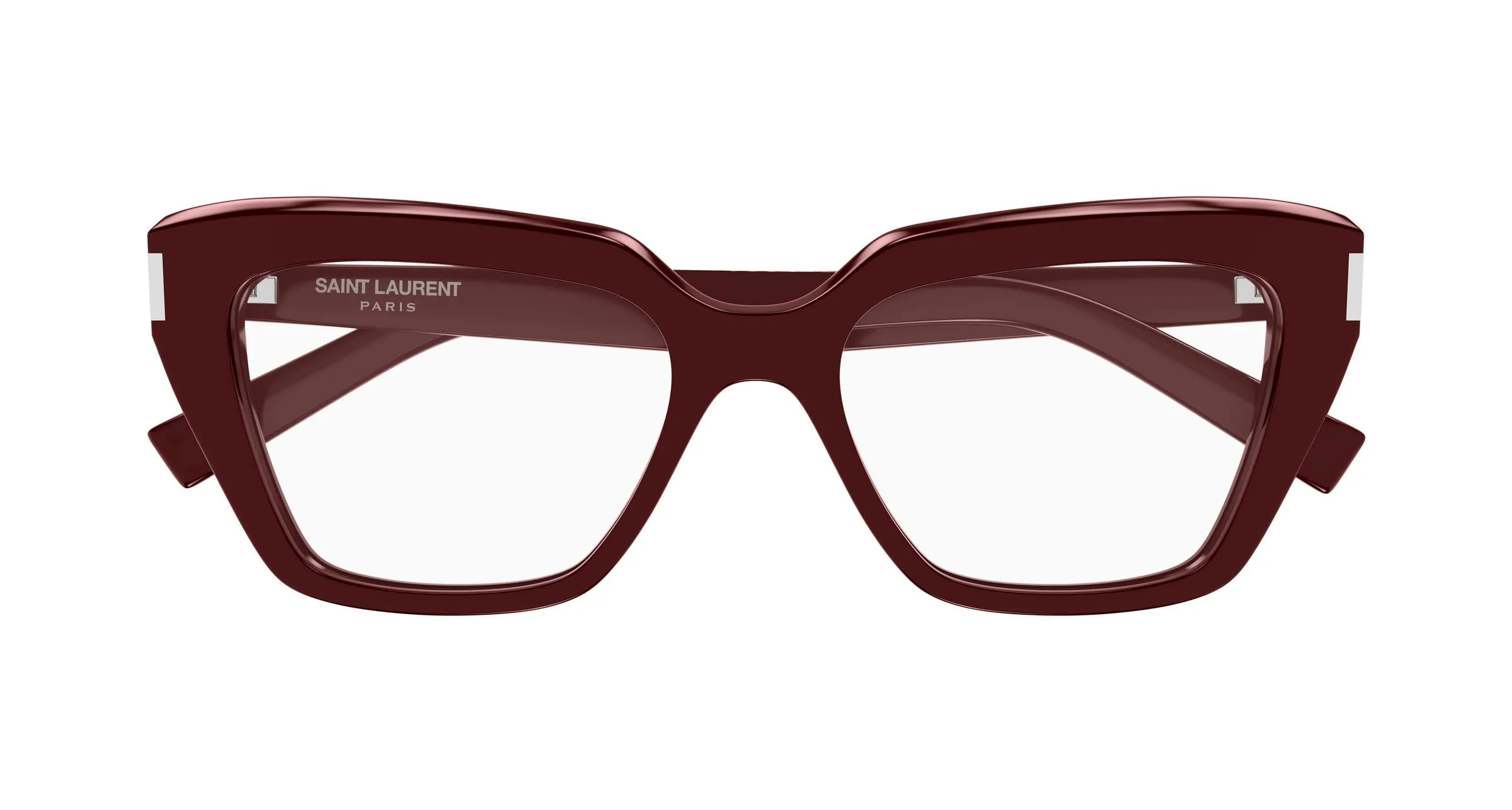 SAINT LAURENT SL 829 006 Montature da vista Acetato Bordeaux Trasparente Cat Eye Antiriflesso - immagine 2