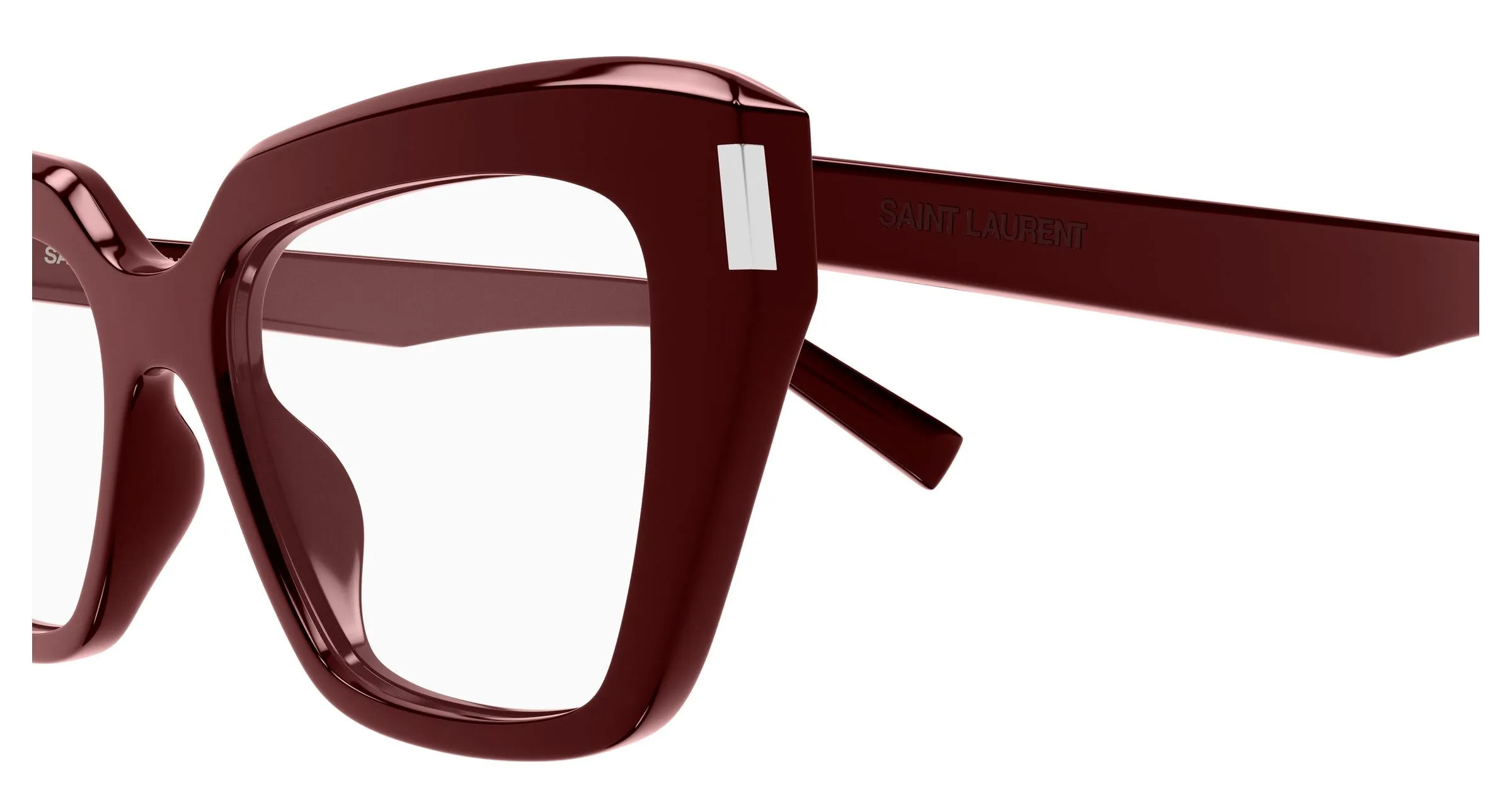 SAINT LAURENT SL 829 006 Montature da vista Acetato Bordeaux Trasparente Cat Eye Antiriflesso - immagine 3