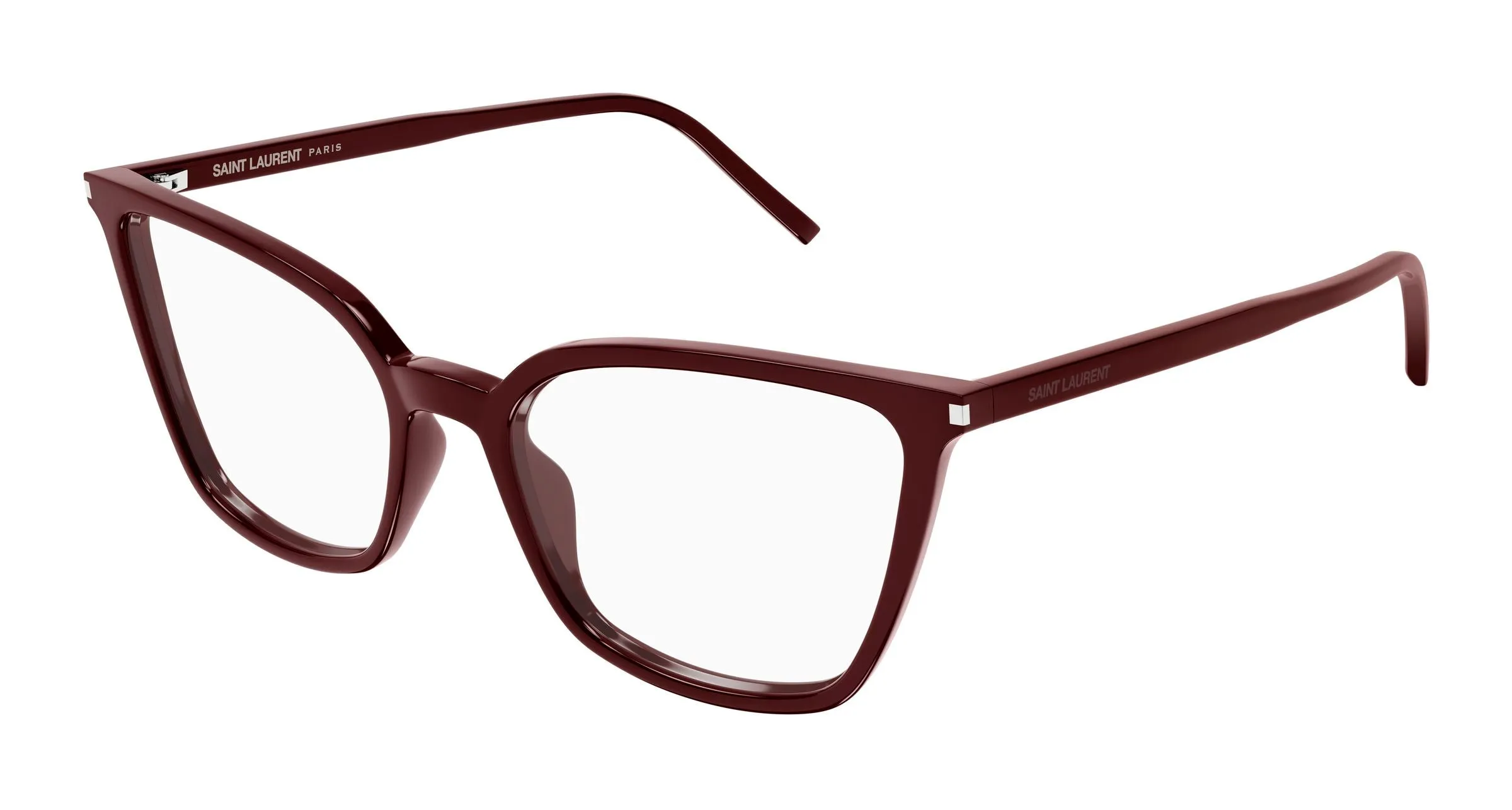 SAINT LAURENT SL 669 004 Montature da vista Acetato Bordeaux Trasparente Cat Eye Antiriflesso - immagine 1