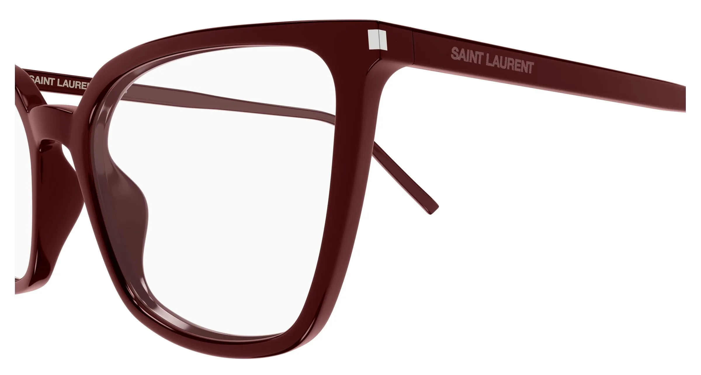 SAINT LAURENT SL 669 004 Montature da vista Acetato Bordeaux Trasparente Cat Eye Antiriflesso - immagine 3