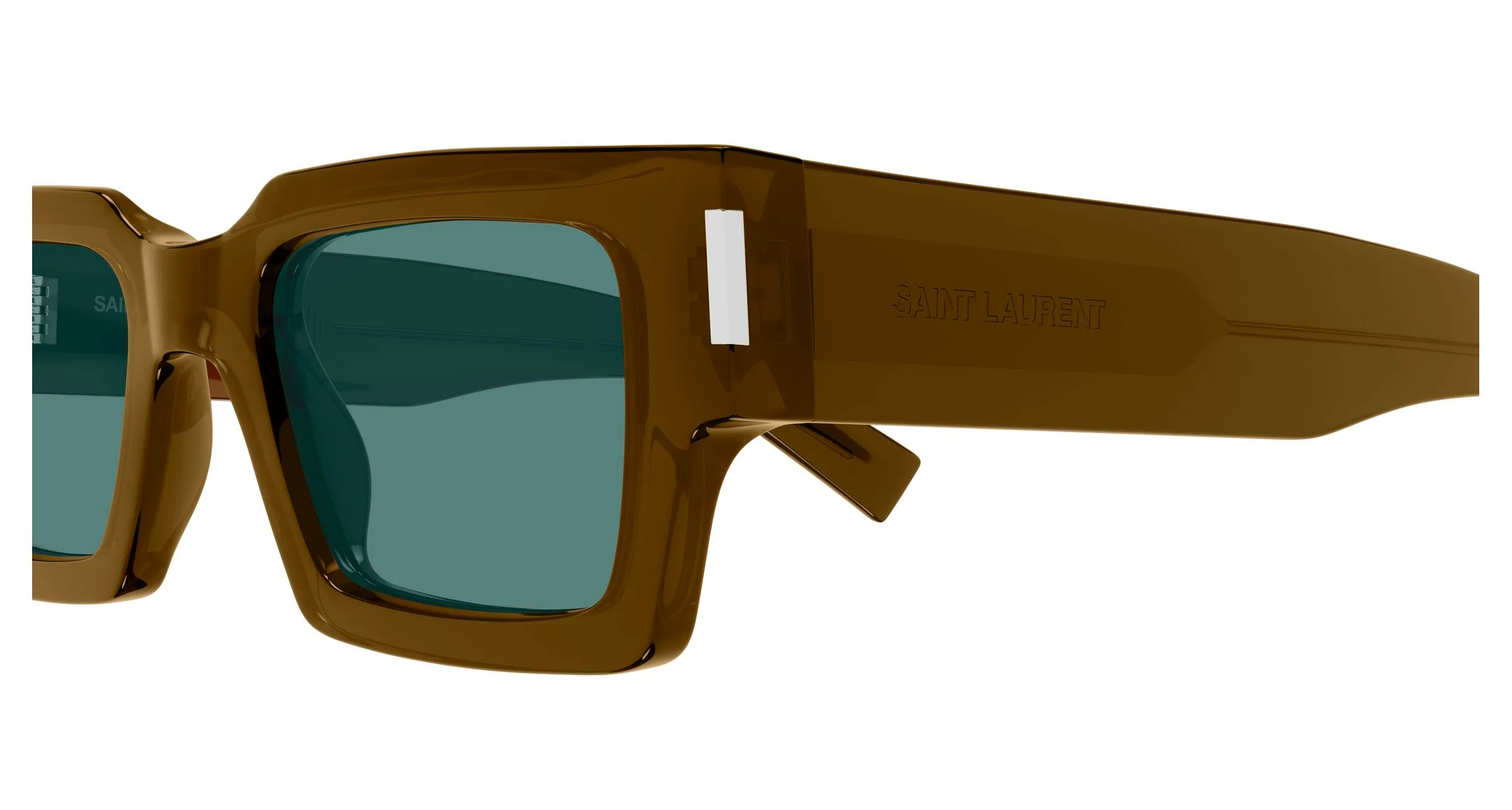 SAINT LAURENT SL 572 013 Occhiali da sole Acetato Marrone Verde Squadrata - immagine 3