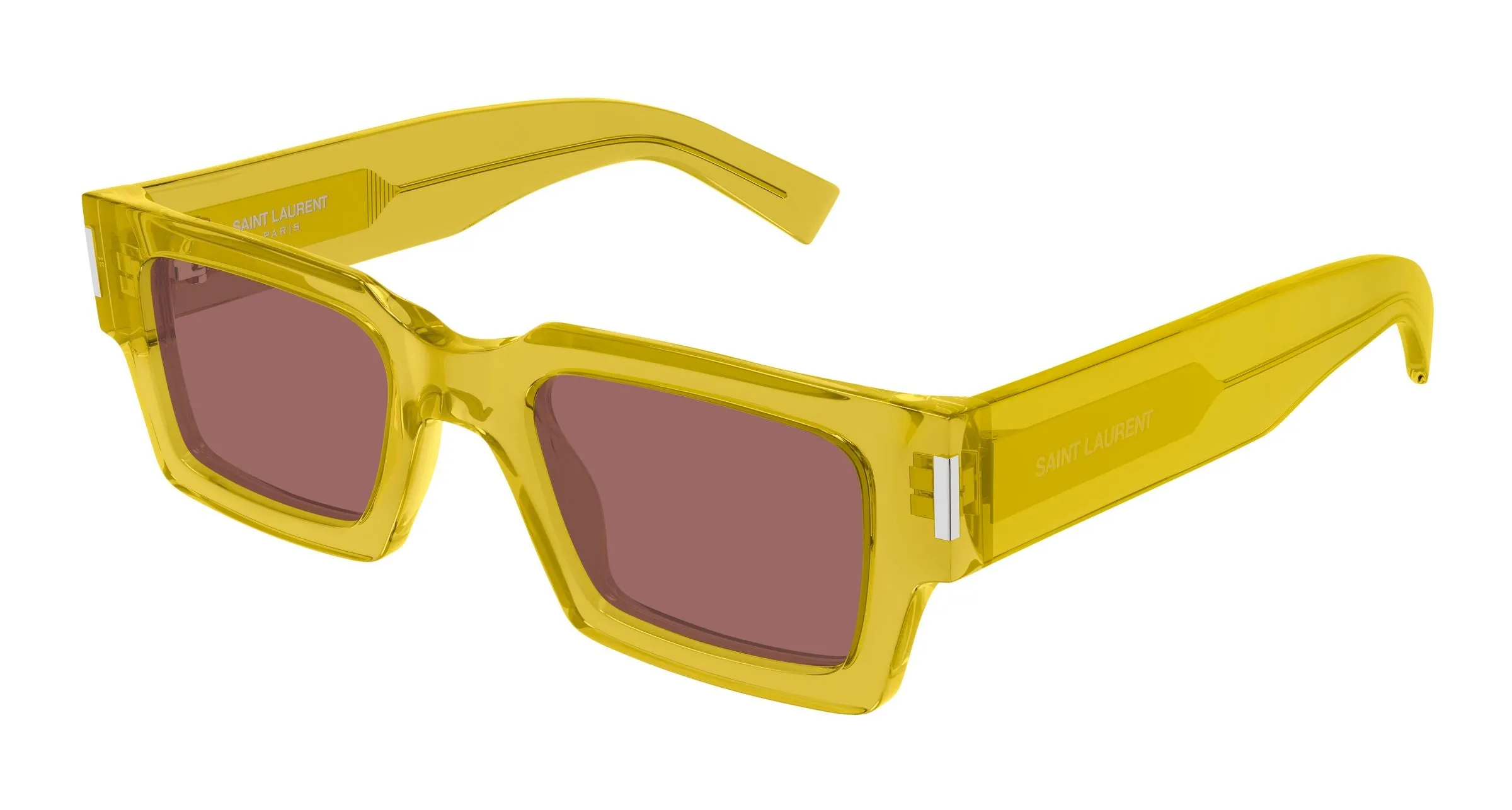 SAINT LAURENT SL 572 012 Occhiali da sole Acetato Giallo Rosso Squadrata - immagine 1