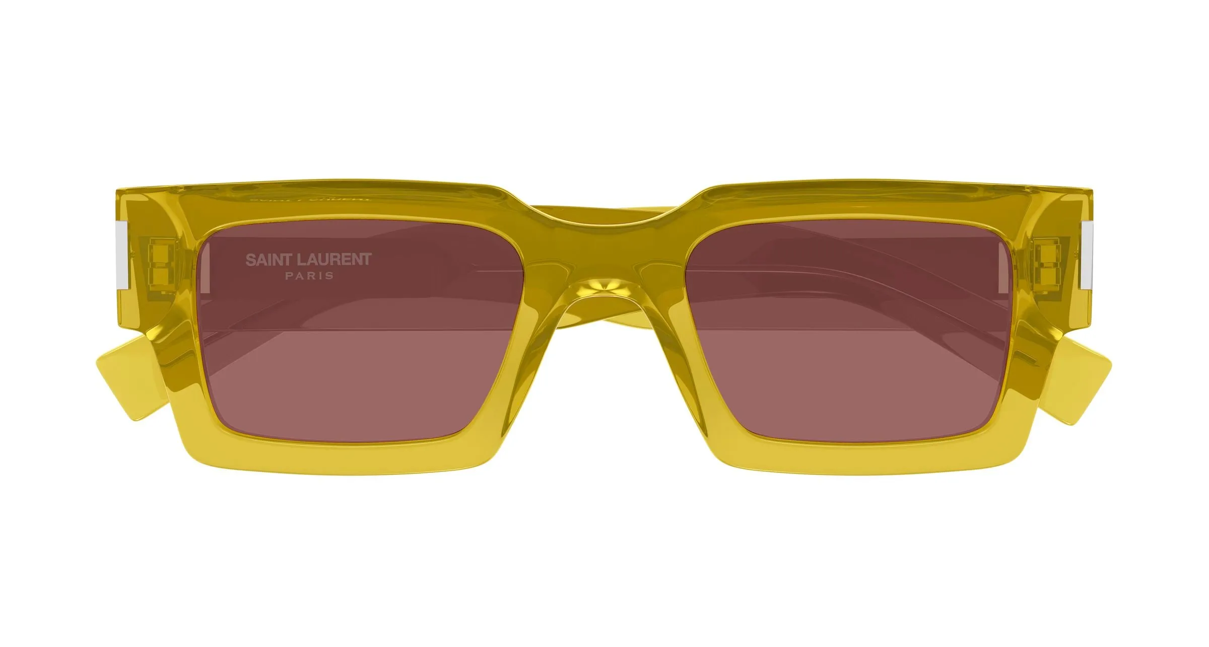 SAINT LAURENT SL 572 012 Occhiali da sole Acetato Giallo Rosso Squadrata - immagine 2