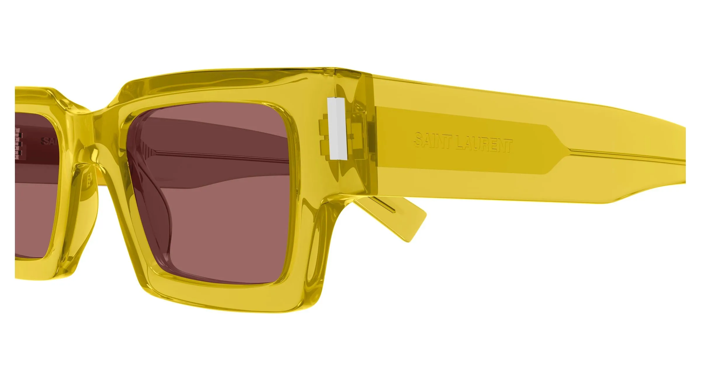 SAINT LAURENT SL 572 012 Occhiali da sole Acetato Giallo Rosso Squadrata - immagine 3