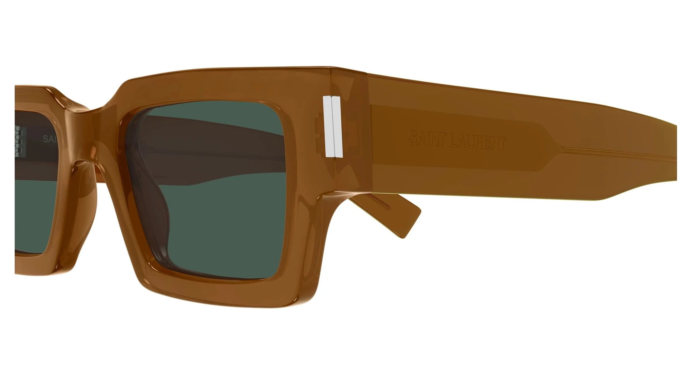 SAINT LAURENT SL 572 011 Occhiali da sole Acetato Marrone Verde Squadrata - immagine 3