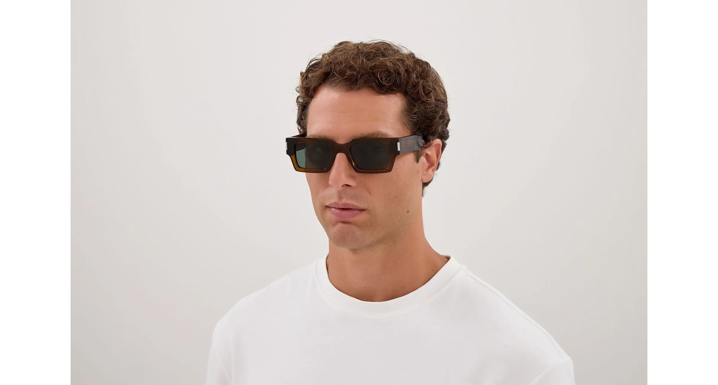 SAINT LAURENT SL 572 011 Occhiali da sole Acetato Marrone Verde Squadrata - immagine 4