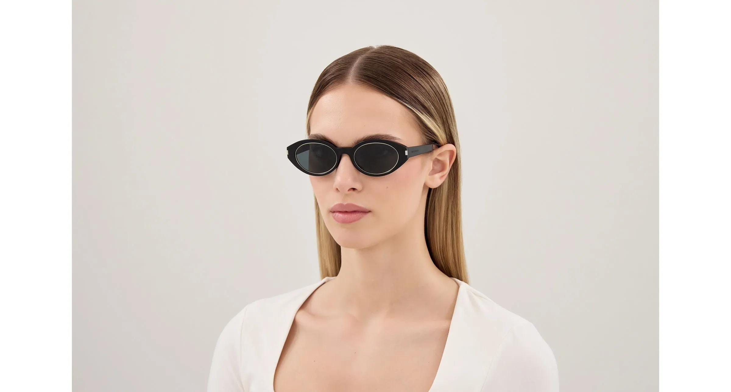 SAINT LAURENT SL 567 RIM 004 Occhiali da sole Acetato Nero Nero Rotonda - immagine 4