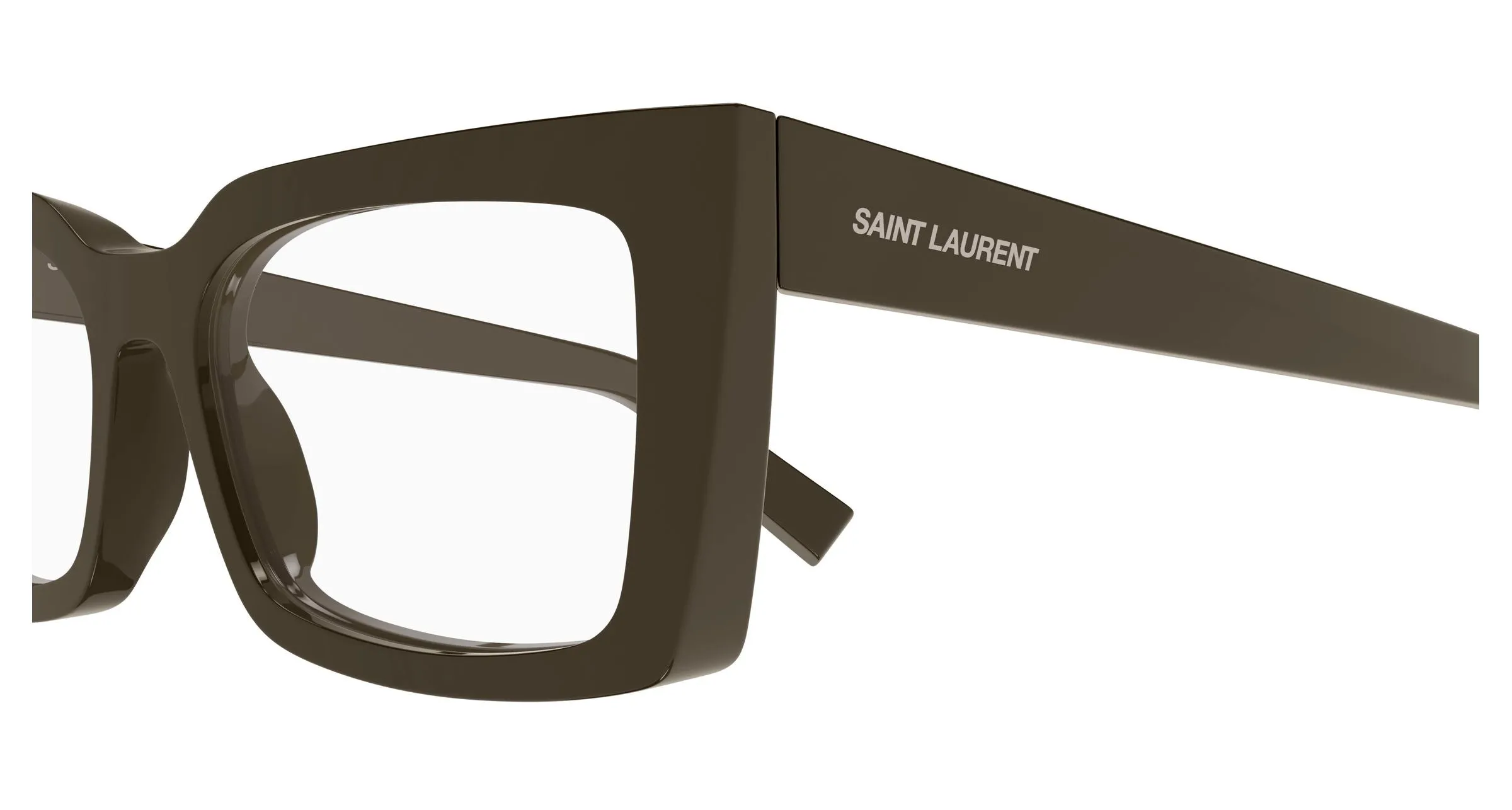 SAINT LAURENT SL 554 006 Montature da vista Acetato Marrone Trasparente Cat Eye Antiriflesso - immagine 3