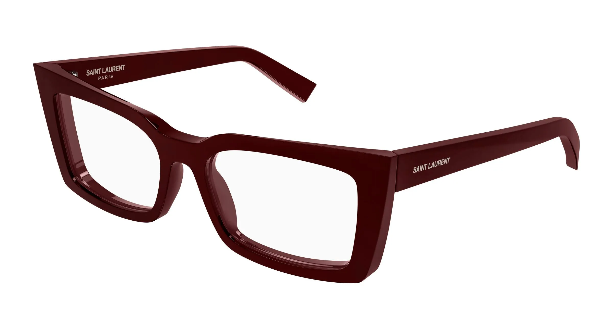 SAINT LAURENT SL 554 005 Montature da vista Acetato Bordeaux Trasparente Cat Eye Antiriflesso - immagine 1