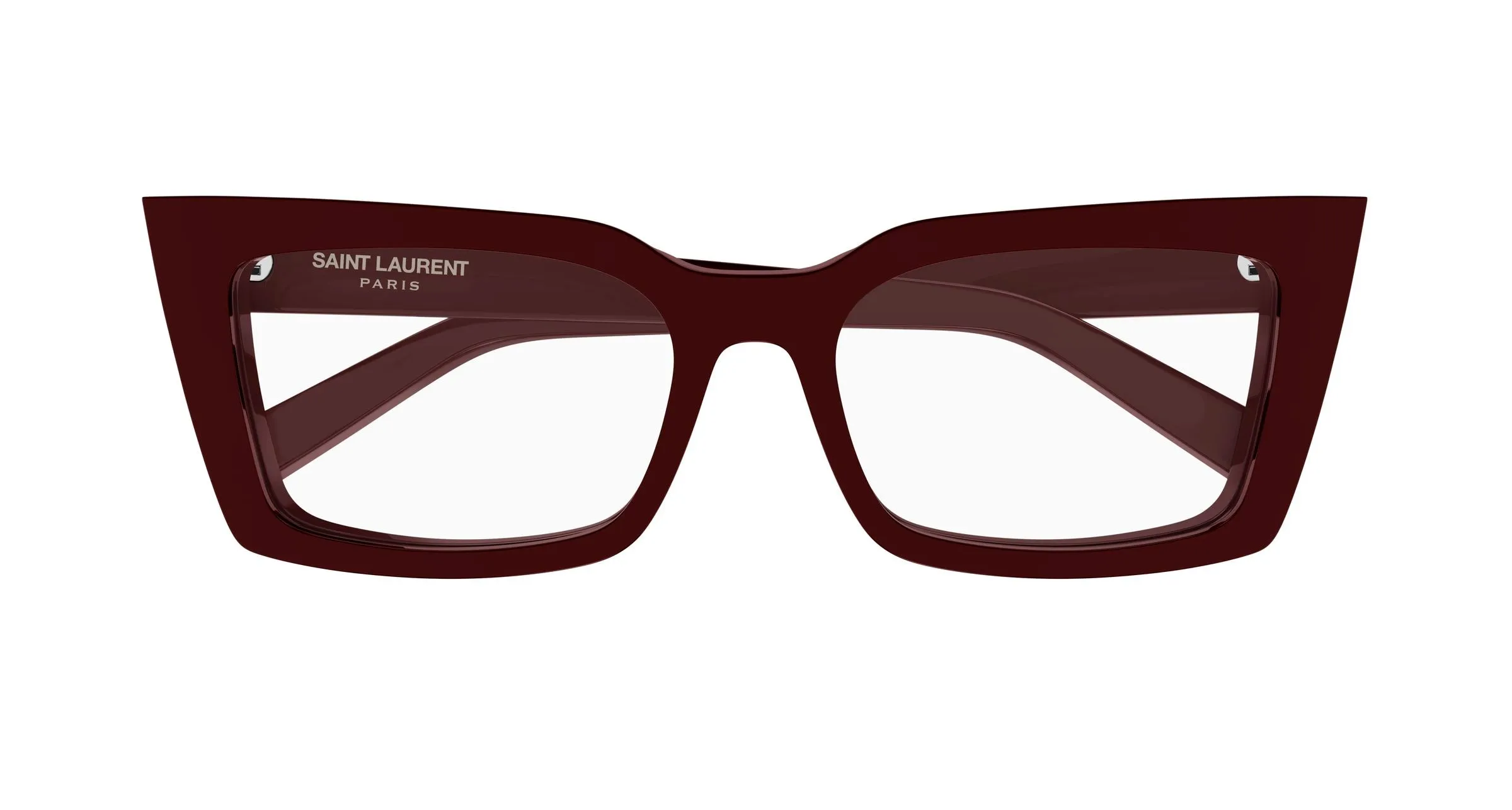 SAINT LAURENT SL 554 005 Montature da vista Acetato Bordeaux Trasparente Cat Eye Antiriflesso - immagine 2