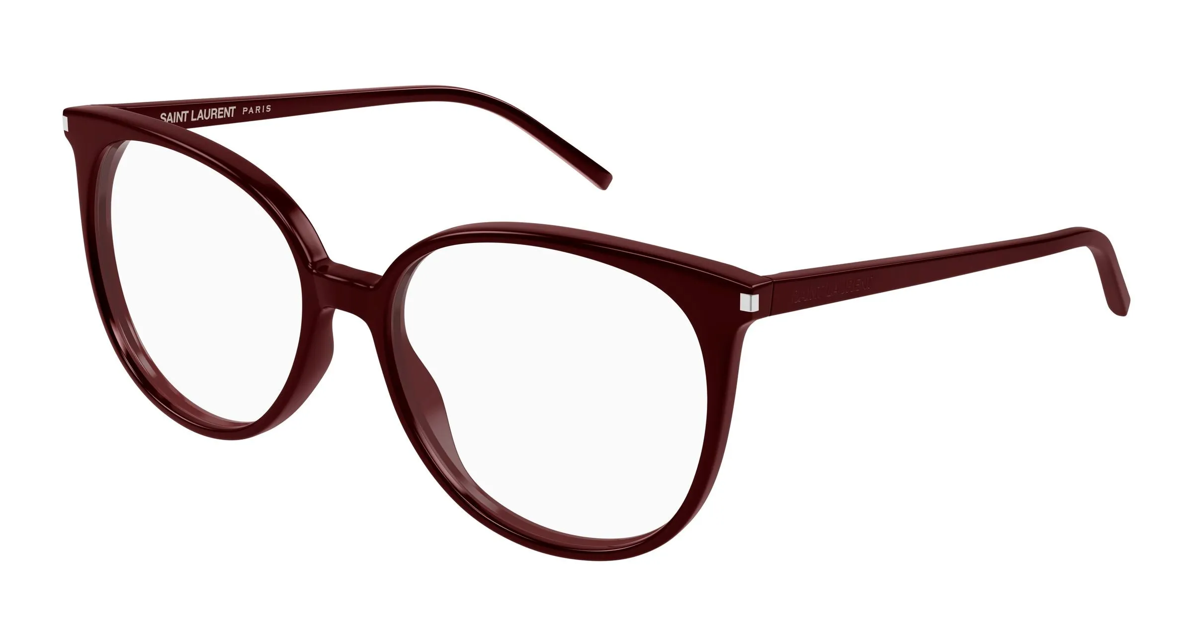 SAINT LAURENT SL 39 013 Montature da vista Acetato Bordeaux Trasparente Rotonda Antiriflesso - immagine 1