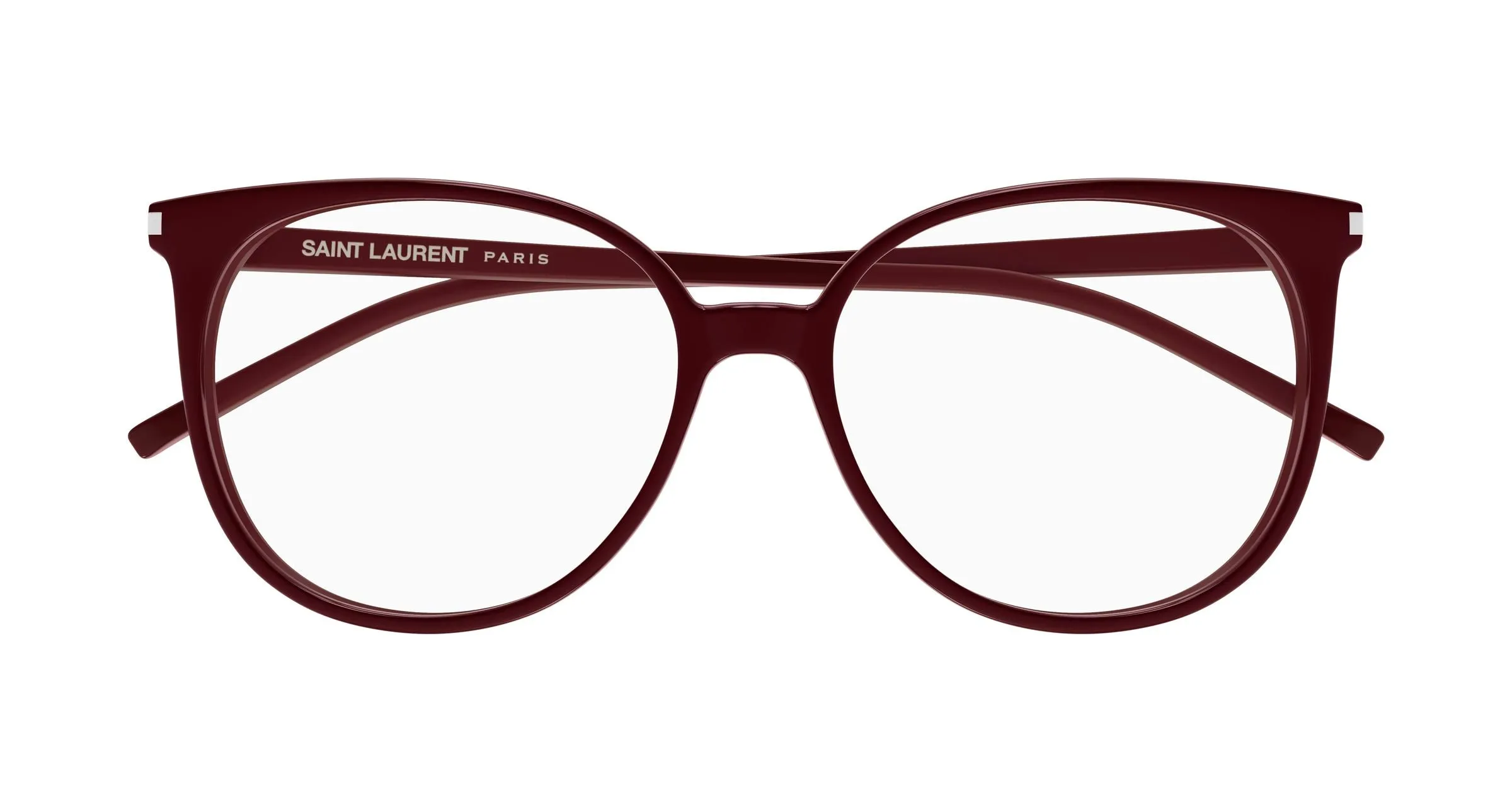 SAINT LAURENT SL 39 013 Montature da vista Acetato Bordeaux Trasparente Rotonda Antiriflesso - immagine 2