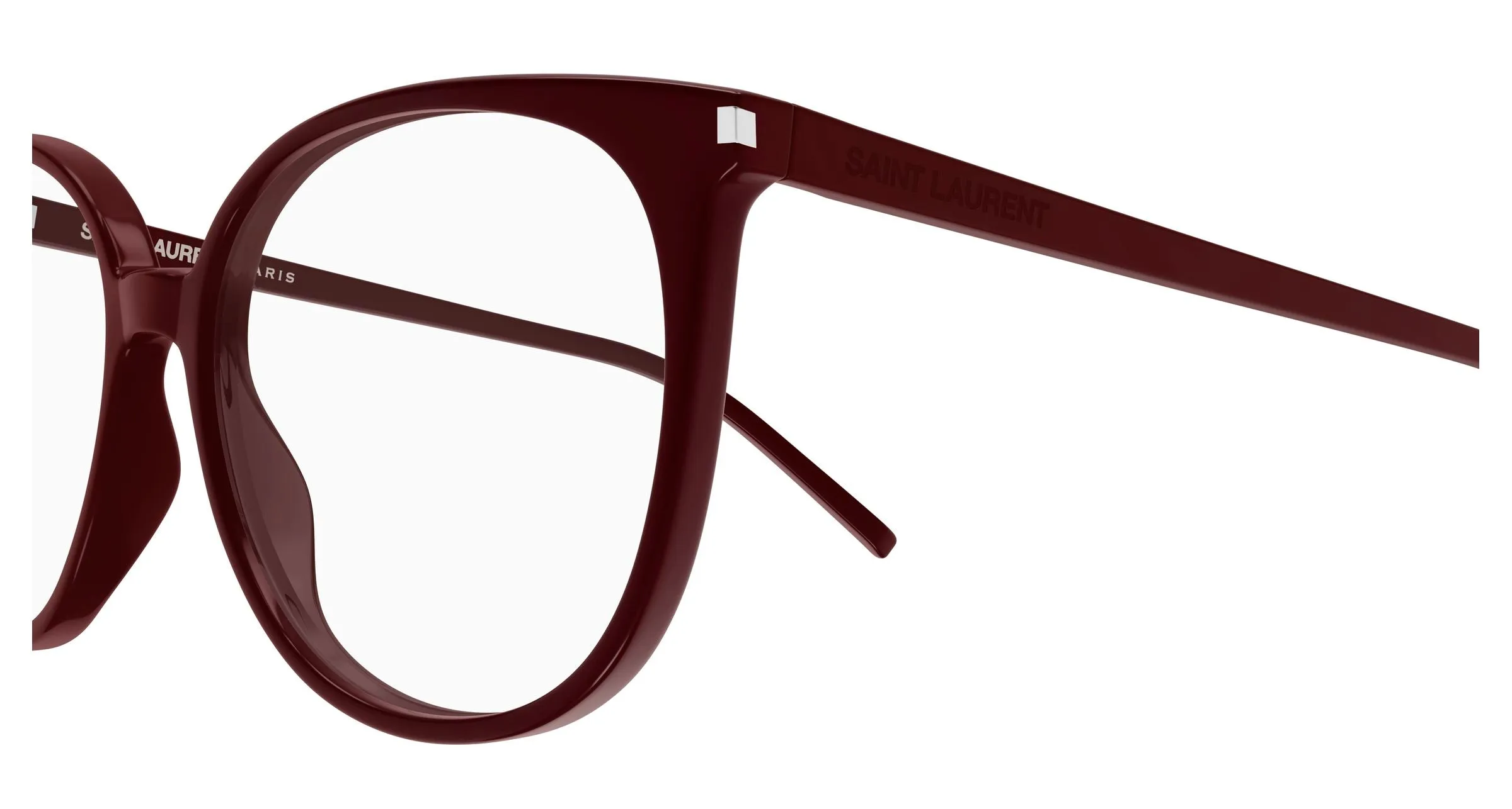 SAINT LAURENT SL 39 013 Montature da vista Acetato Bordeaux Trasparente Rotonda Antiriflesso - immagine 3