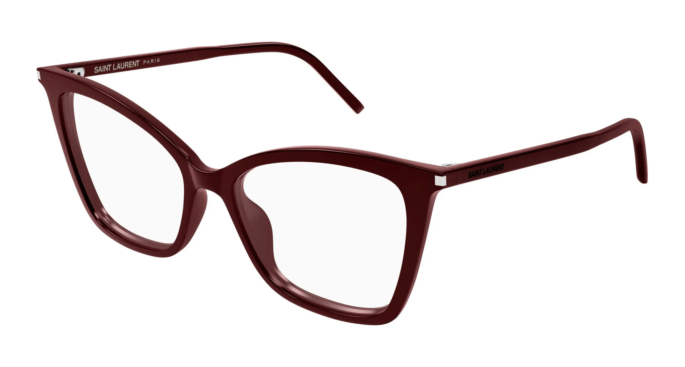 SAINT LAURENT SL 386 020 Montature da vista Acetato Bordeaux Trasparente Cat Eye Antiriflesso - immagine 1