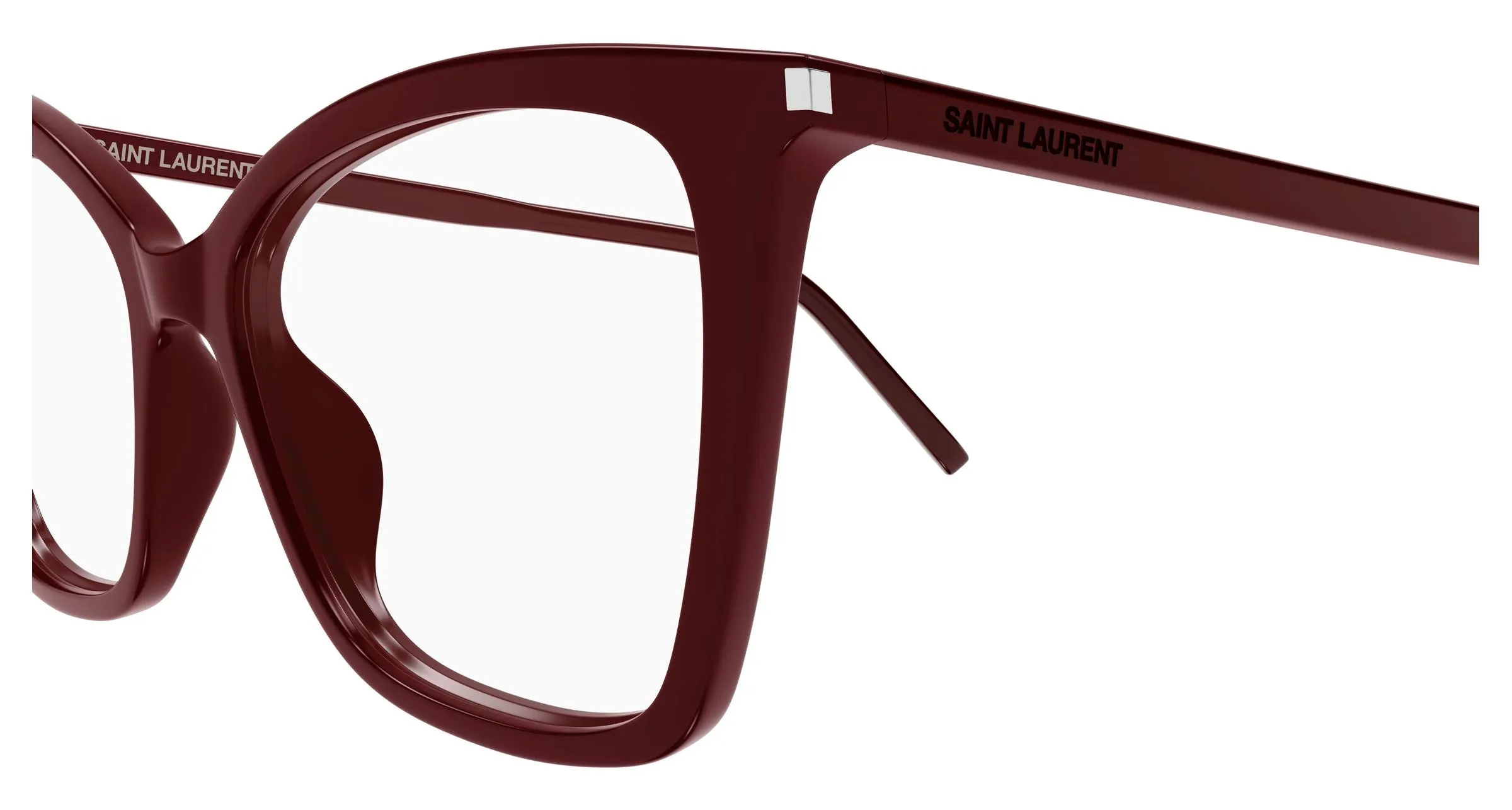 SAINT LAURENT SL 386 020 Montature da vista Acetato Bordeaux Trasparente Cat Eye Antiriflesso - immagine 3