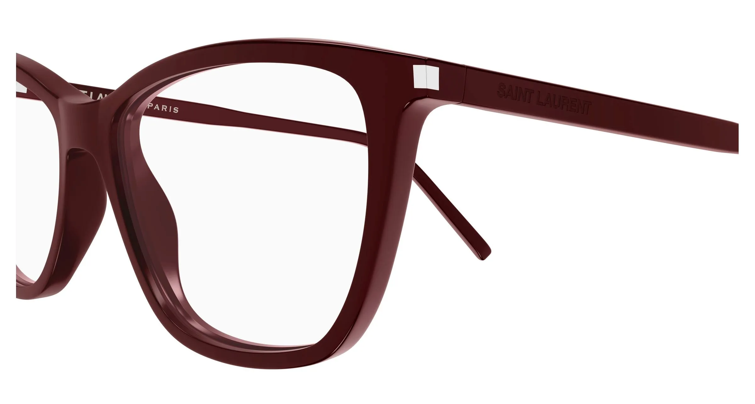 SAINT LAURENT SL 259 018 Montature da vista Acetato Bordeaux Trasparente Cat Eye Antiriflesso - immagine 3