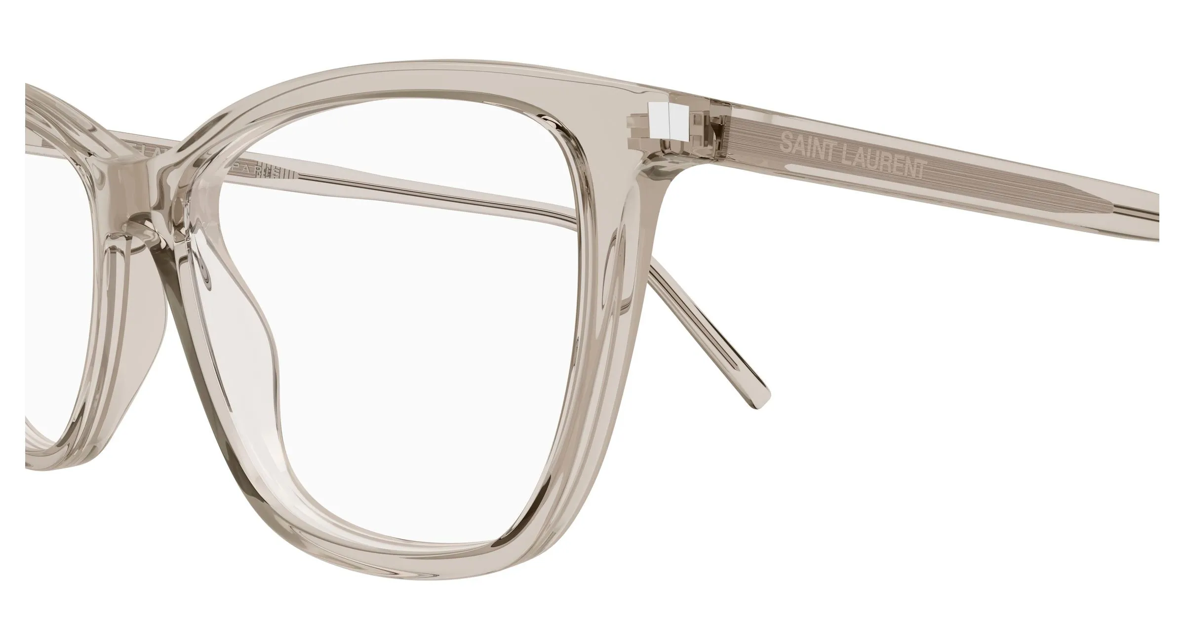 SAINT LAURENT SL 259 017 Montature da vista Acetato Beige Trasparente Cat Eye Antiriflesso - immagine 3
