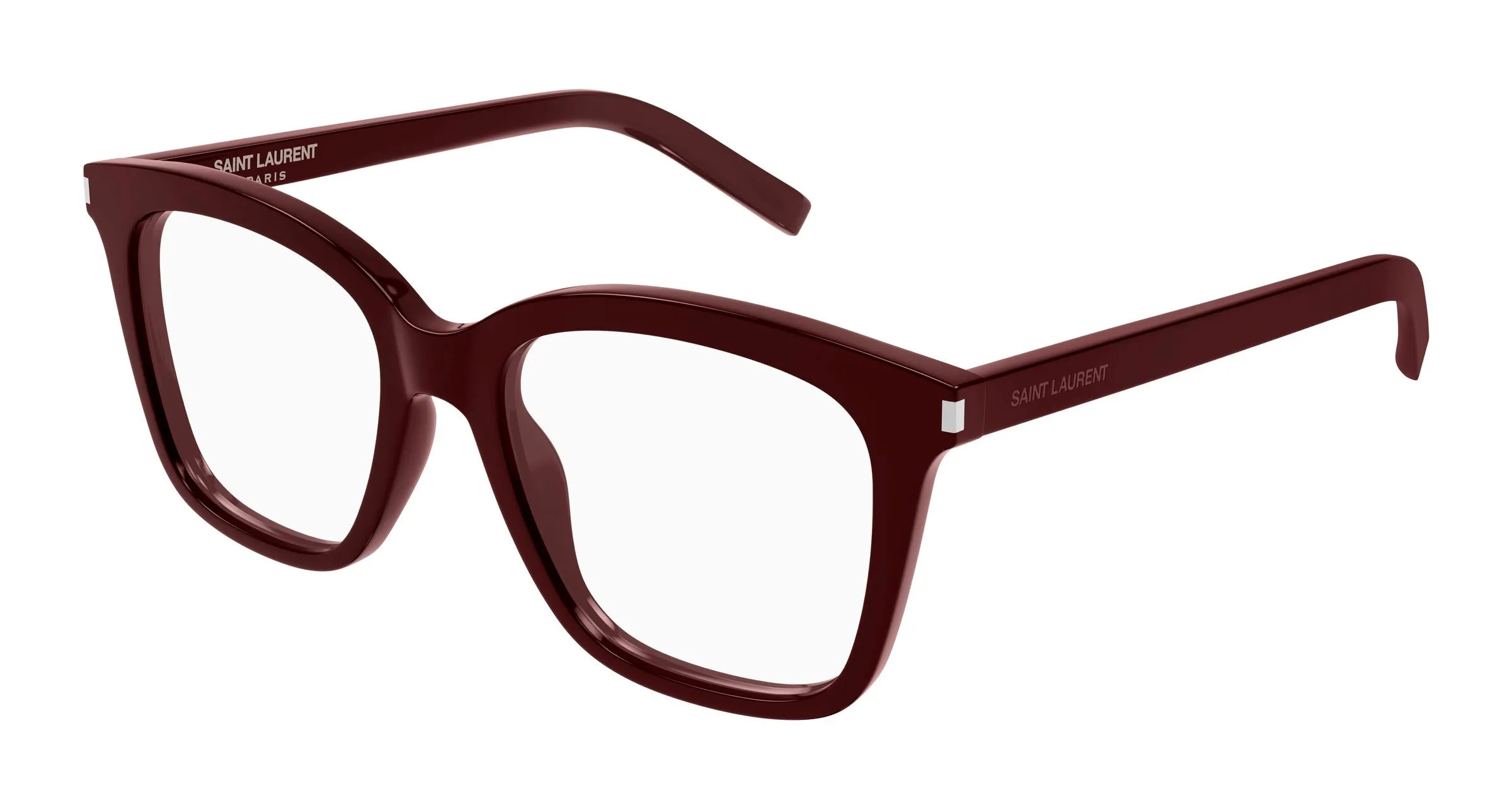 SAINT LAURENT SL 166 008 Montature da vista Acetato Bordeaux Trasparente Squadrata Antiriflesso - immagine 1
