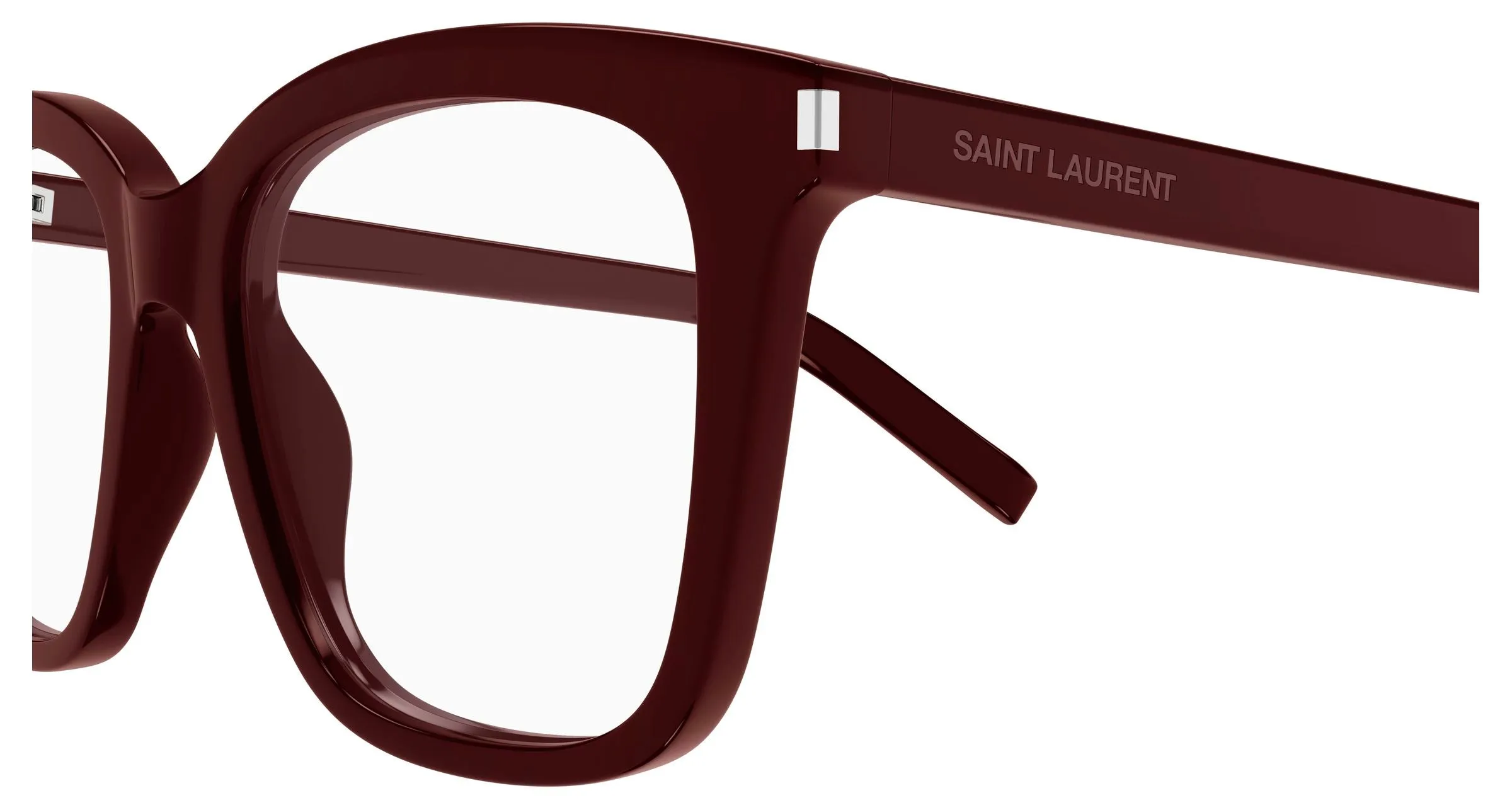 SAINT LAURENT SL 166 008 Montature da vista Acetato Bordeaux Trasparente Squadrata Antiriflesso - immagine 3