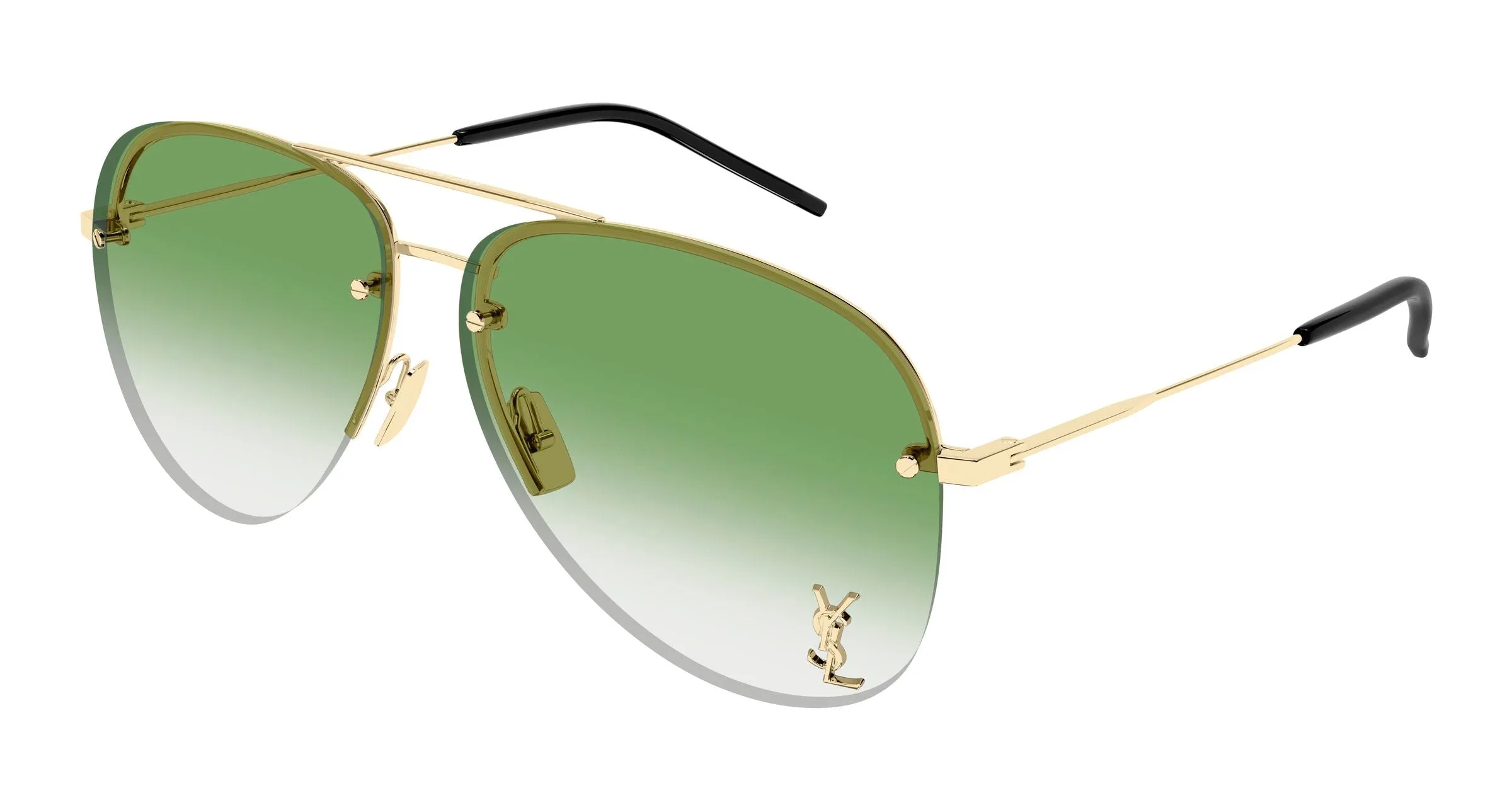 SAINT LAURENT CLASSIC 11 M 010 Occhiali da sole Metallo Oro Verde Pilot Sfumato - immagine 1