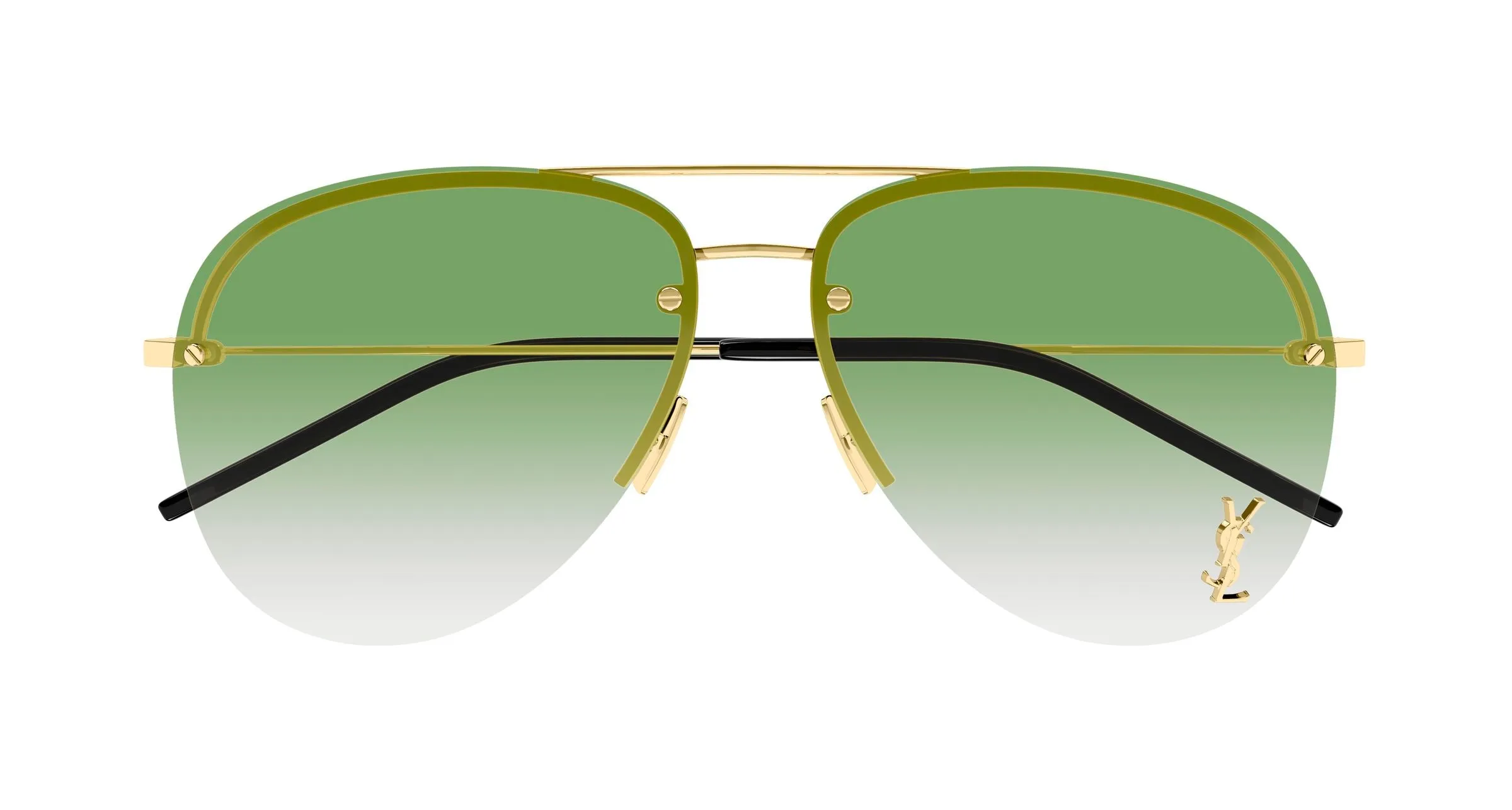 SAINT LAURENT CLASSIC 11 M 010 Occhiali da sole Metallo Oro Verde Pilot Sfumato - immagine 2