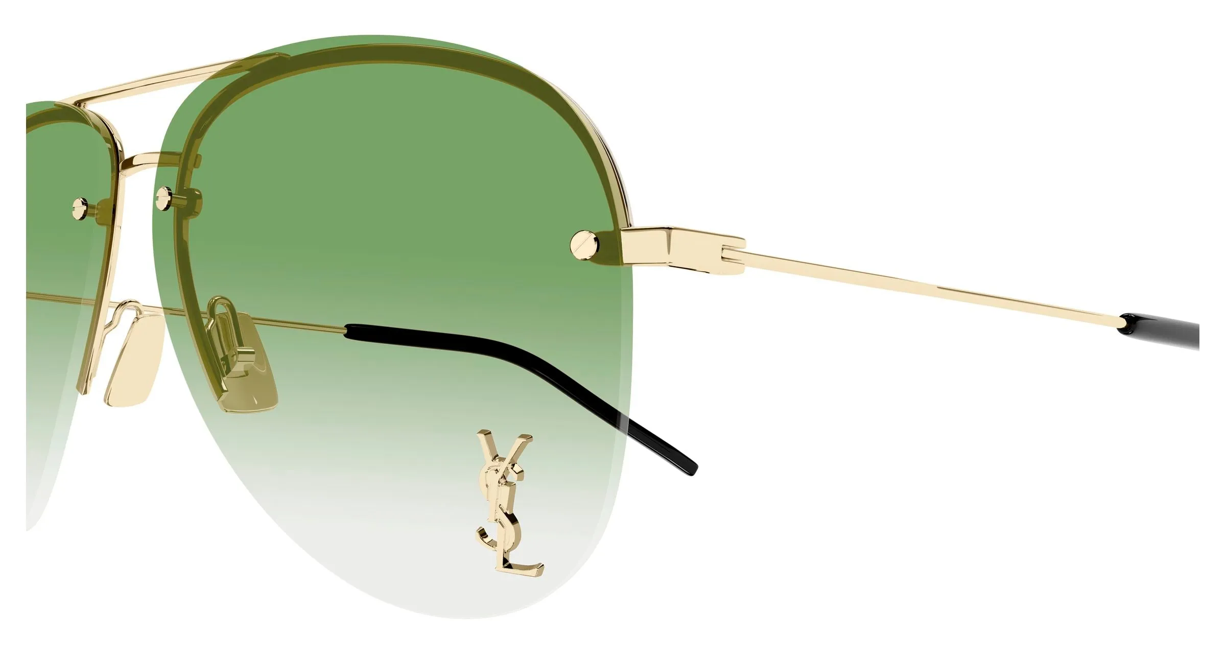 SAINT LAURENT CLASSIC 11 M 010 Occhiali da sole Metallo Oro Verde Pilot Sfumato - immagine 3