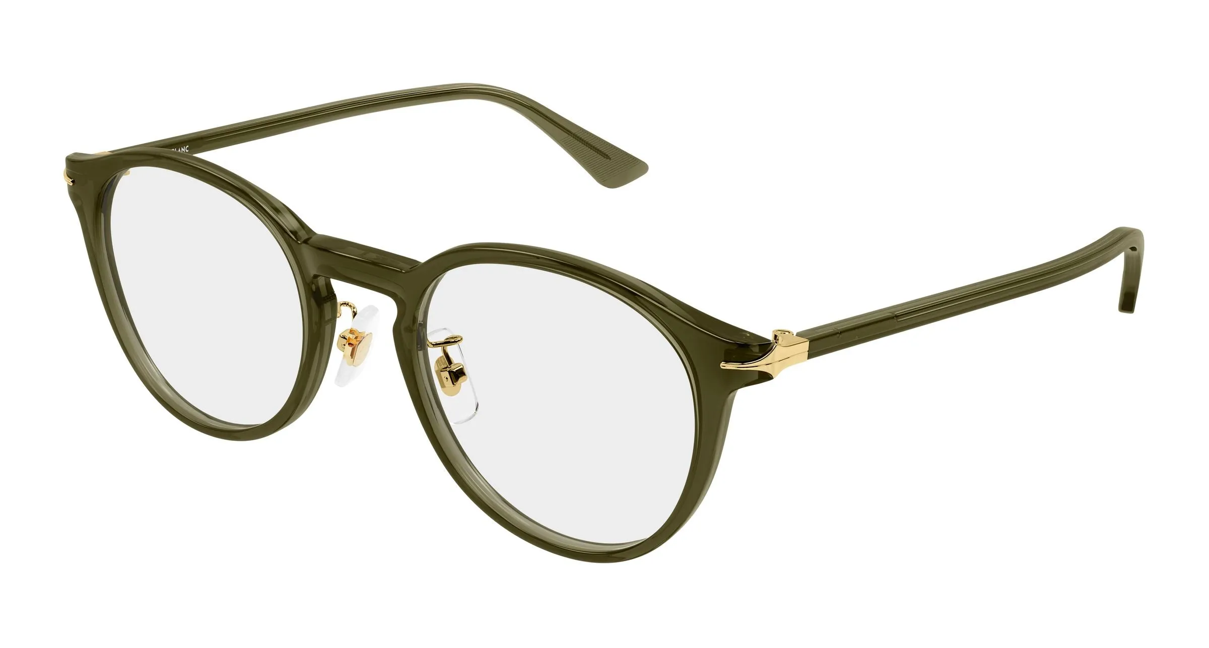 Montblanc MB0530OA 004 Montature da vista Acetato Verde Trasparente Rotonda - immagine 1