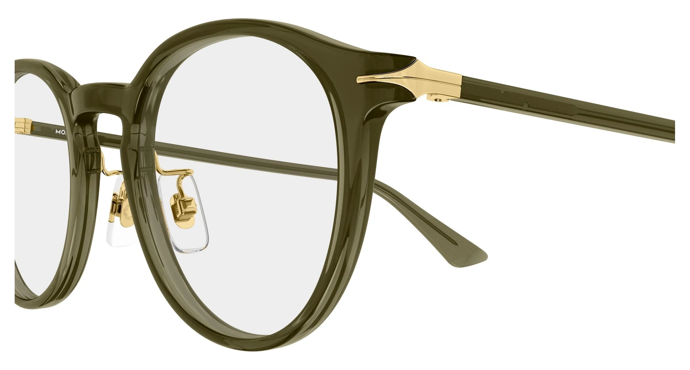 Montblanc MB0530OA 004 Montature da vista Acetato Verde Trasparente Rotonda - immagine 3