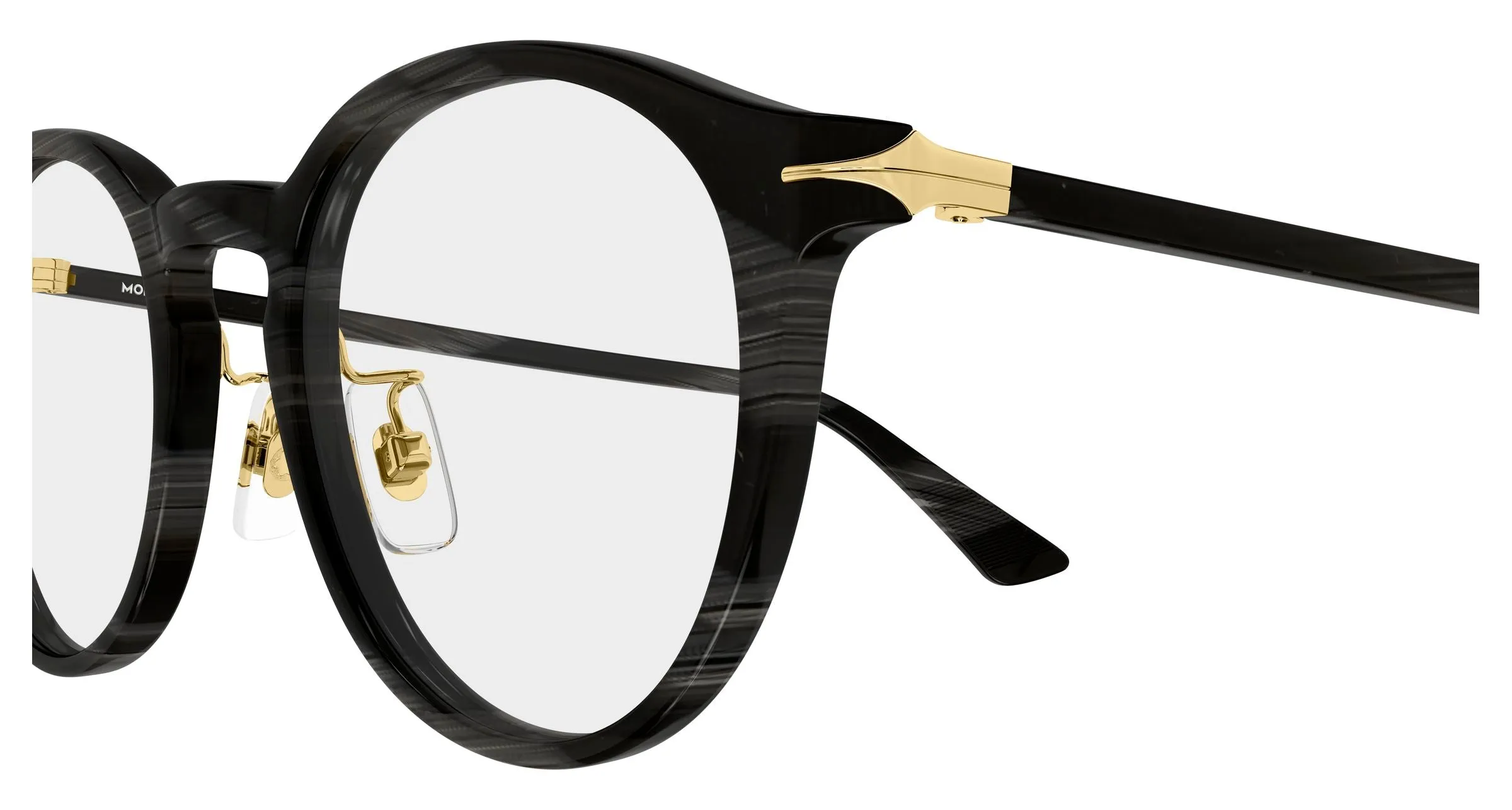 Montblanc MB0530OA 003 Montature da vista Acetato Grigio Trasparente Rotonda - immagine 3