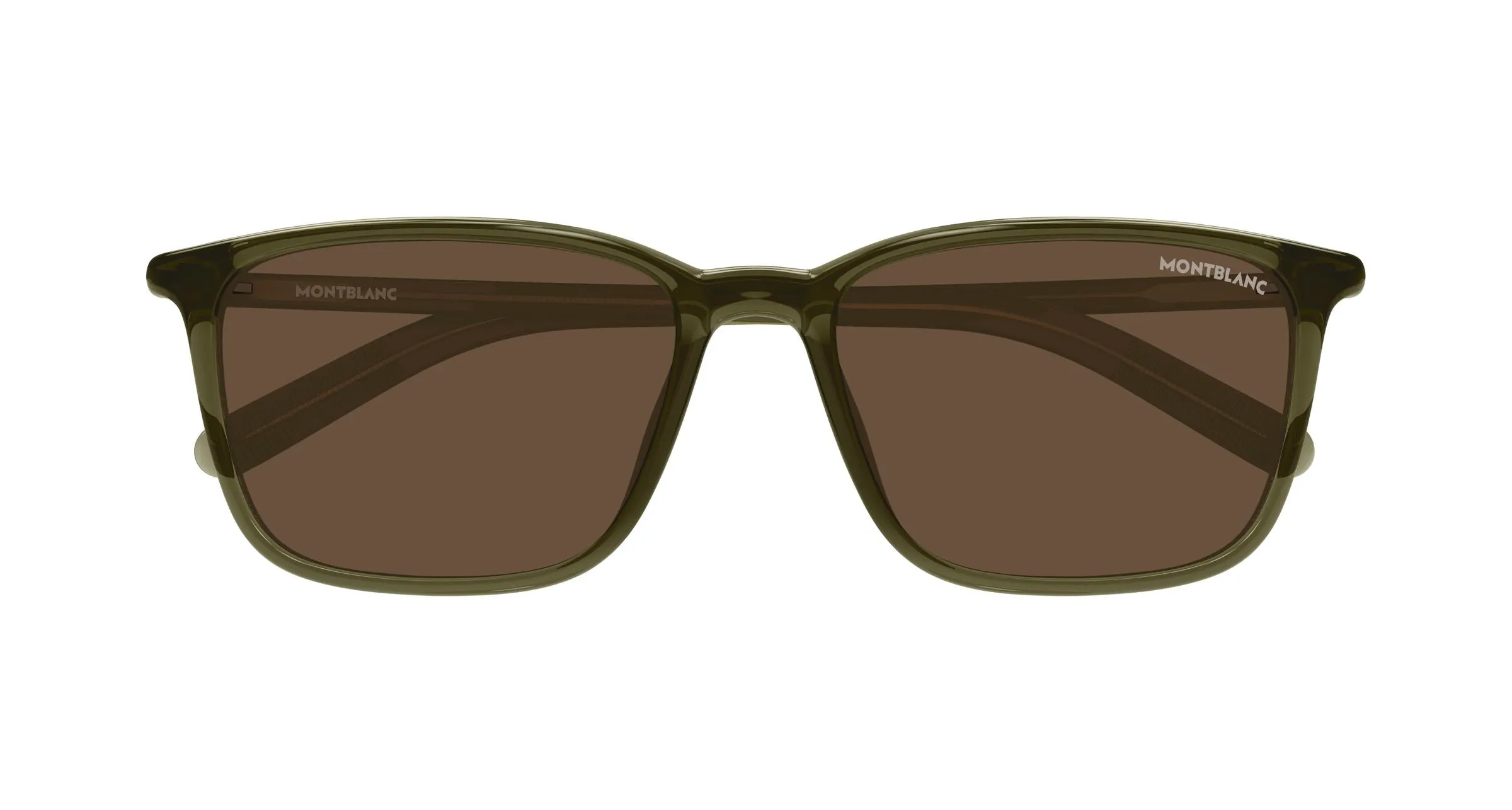 Montblanc MB0528SA 002 Occhiali da sole Acetato Verde Marrone Squadrata - immagine 2