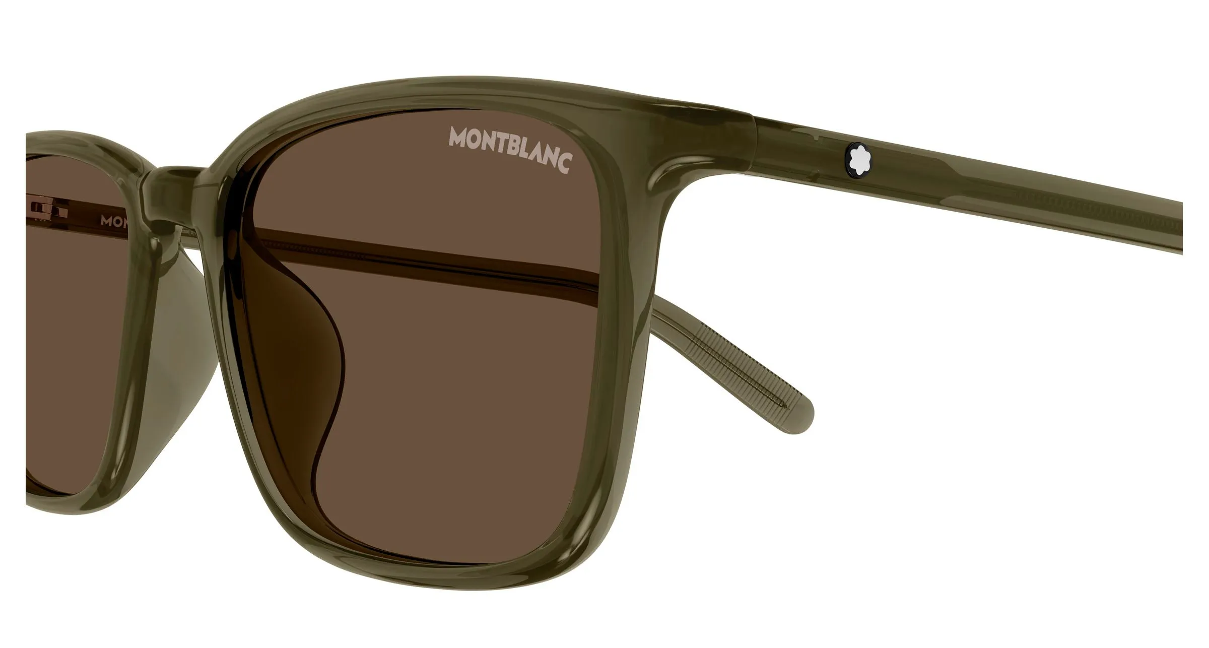 Montblanc MB0528SA 002 Occhiali da sole Acetato Verde Marrone Squadrata - immagine 3