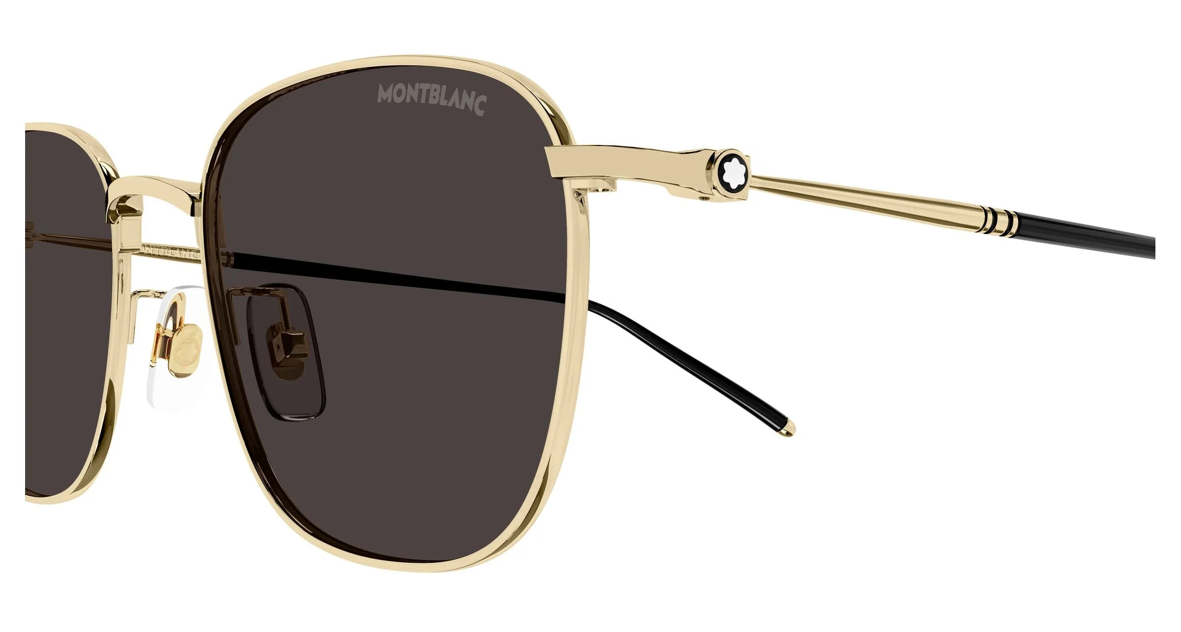 Montblanc MB0527SA 001 Occhiali da sole Titanio Oro Grigio Squadrata - immagine 3