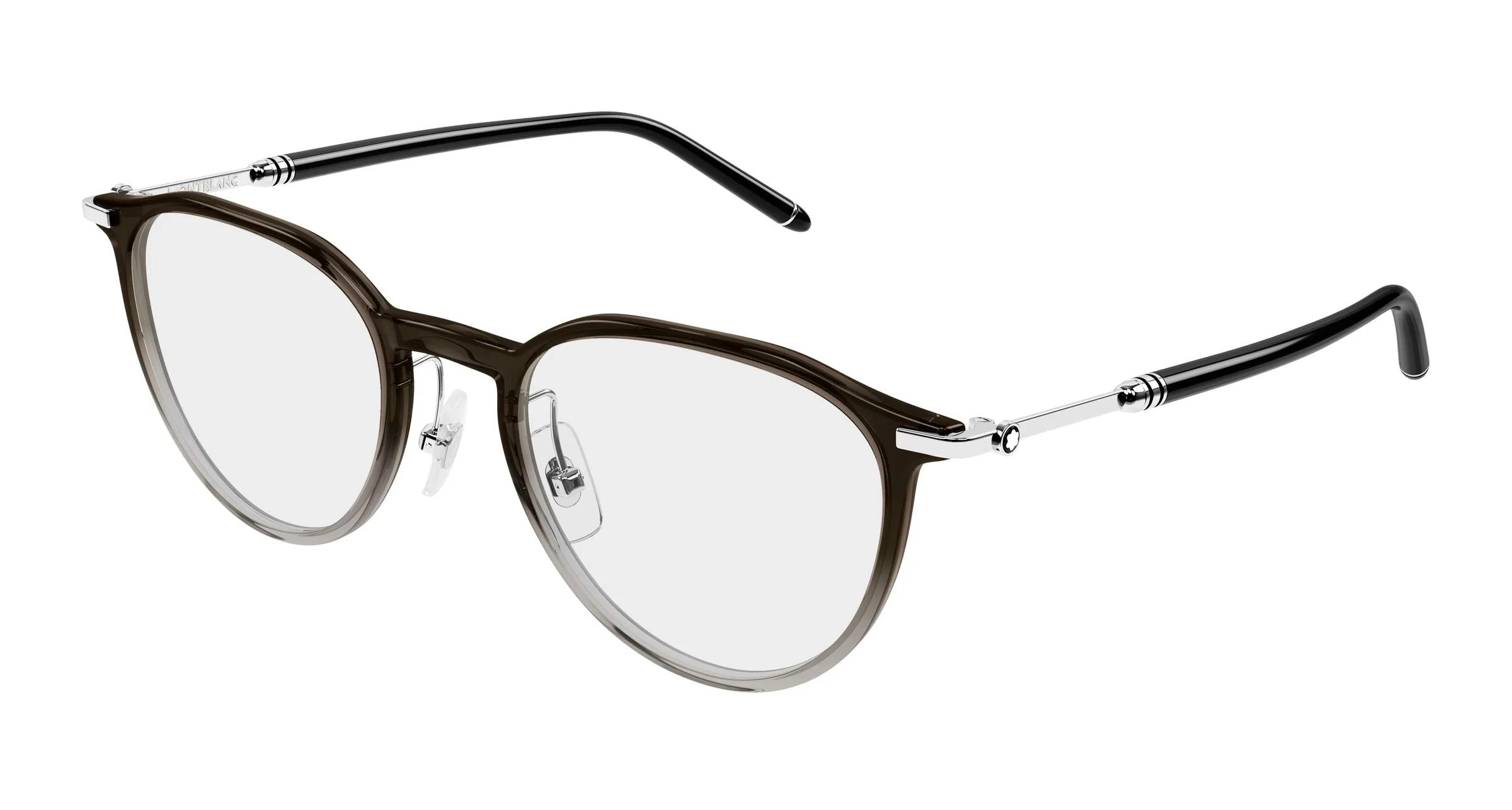 Montblanc MB0524O 004 Montature da vista Iniettato Marrone Trasparente Rotonda - immagine 1