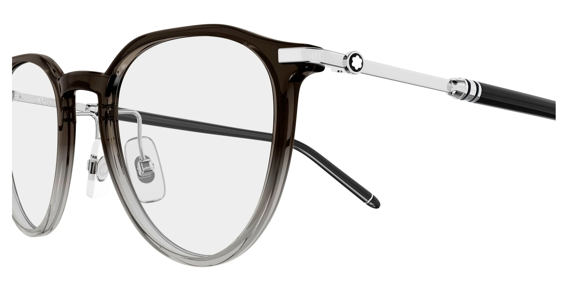 Montblanc MB0524O 004 Montature da vista Iniettato Marrone Trasparente Rotonda - immagine 3