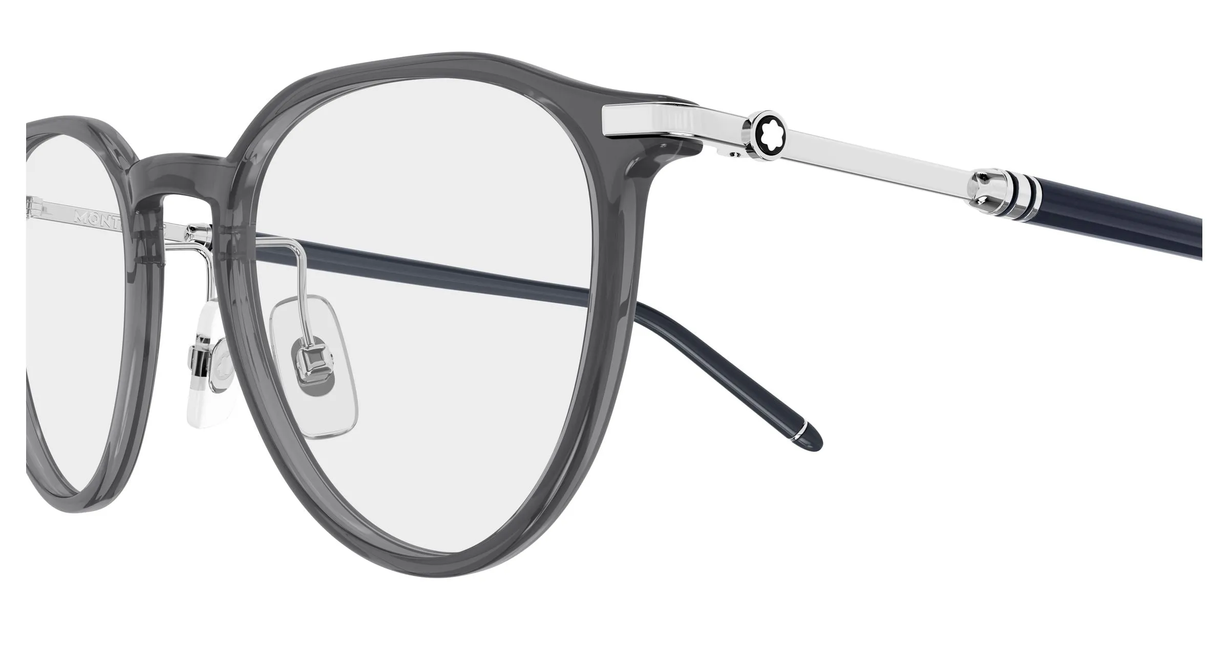 Montblanc MB0524O 002 Montature da vista Iniettato Grigio Trasparente Rotonda - immagine 3