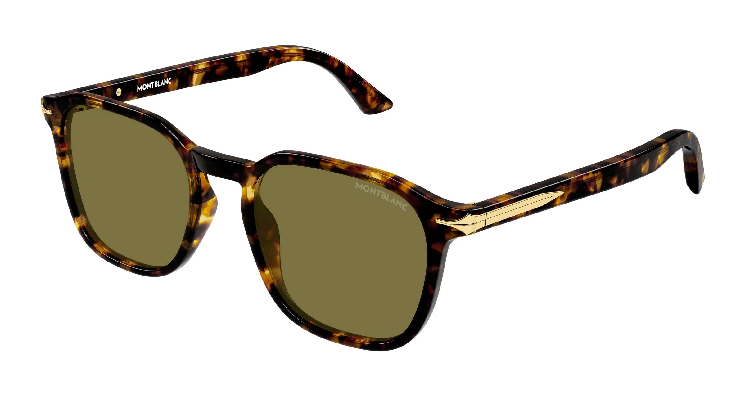Montblanc MB0516S 003 Occhiali da sole Acetato Havana Verde Squadrata - immagine 1