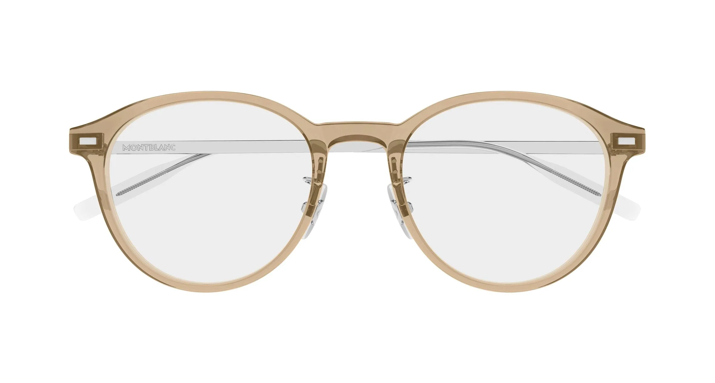 Montblanc MB0507OA 004 Montature da vista Iniettato Marrone Trasparente Rotonda - immagine 2