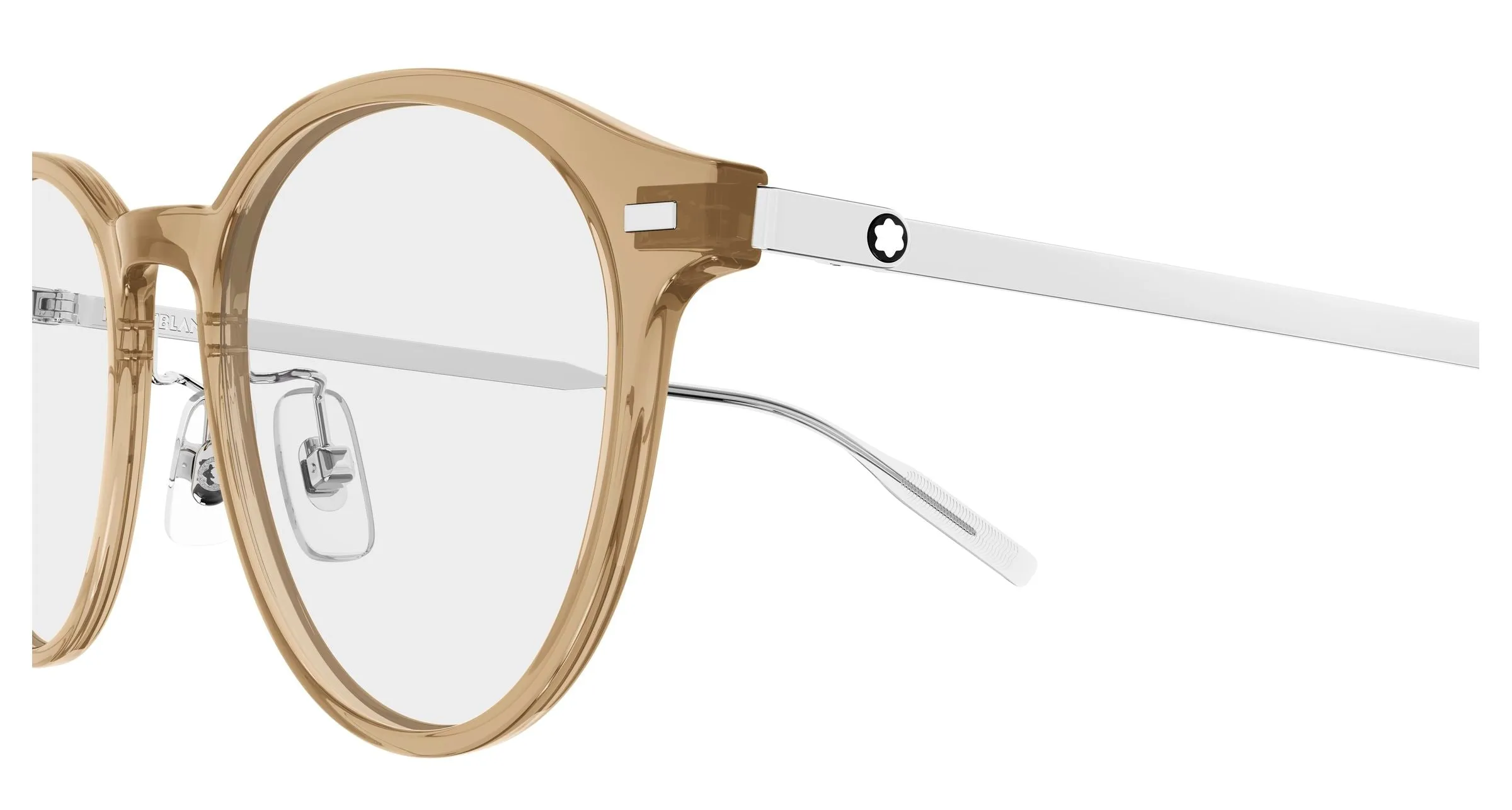 Montblanc MB0507OA 004 Montature da vista Iniettato Marrone Trasparente Rotonda - immagine 3