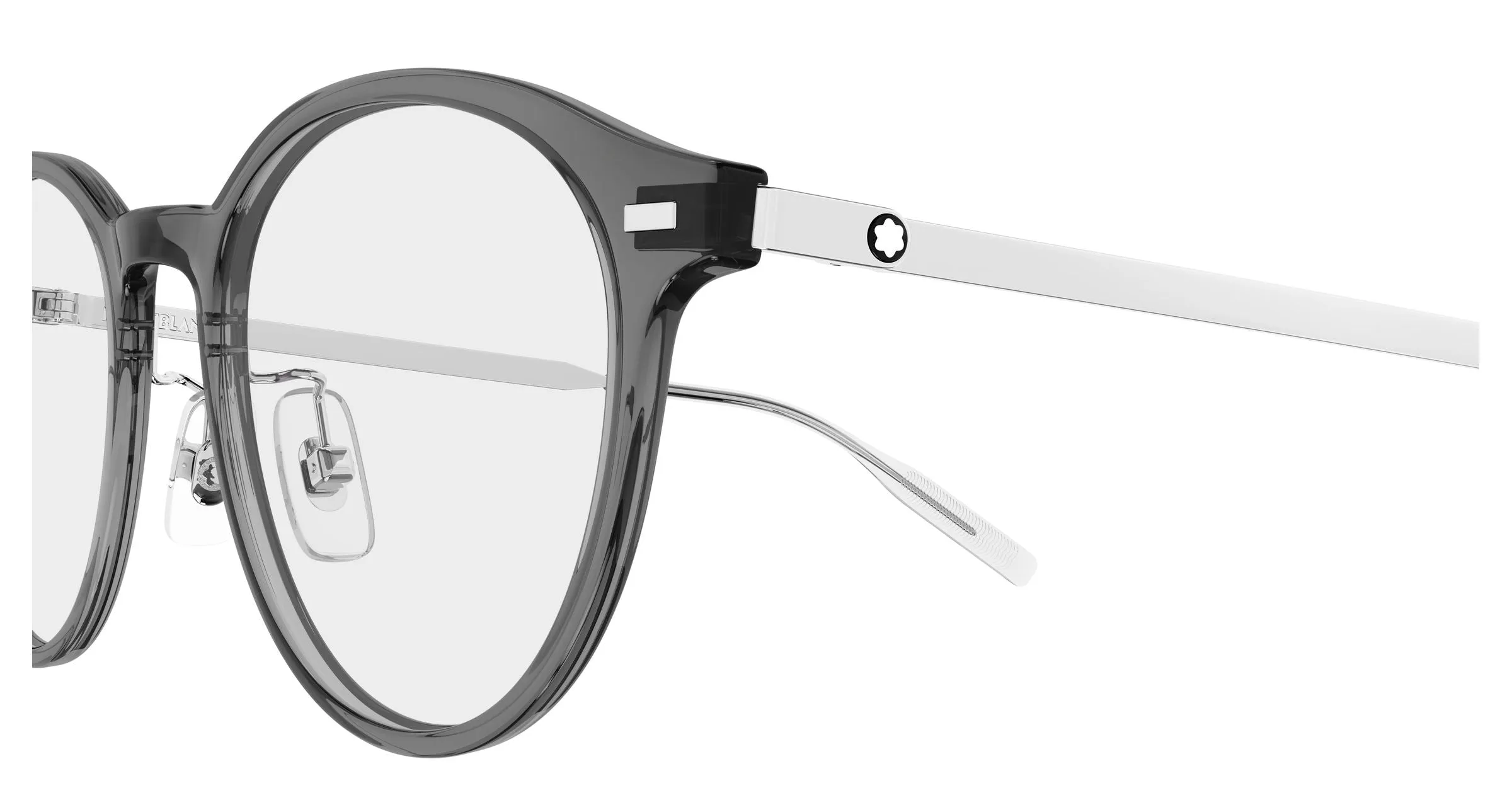 Montblanc MB0507OA 003 Montature da vista Iniettato Grigio Trasparente Rotonda - immagine 3
