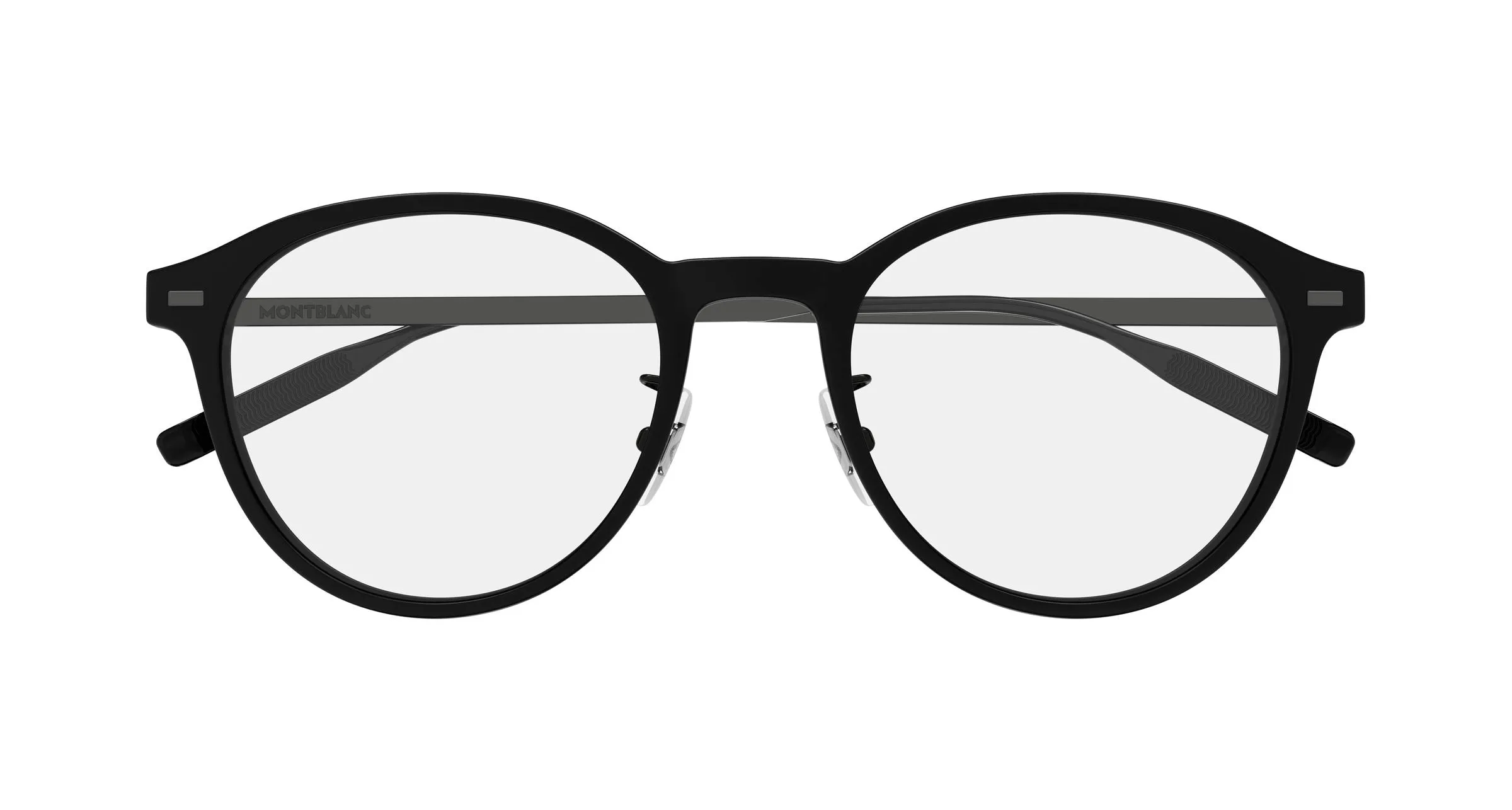 Montblanc MB0507OA 002 Montature da vista Iniettato Nero Trasparente Rotonda - immagine 2