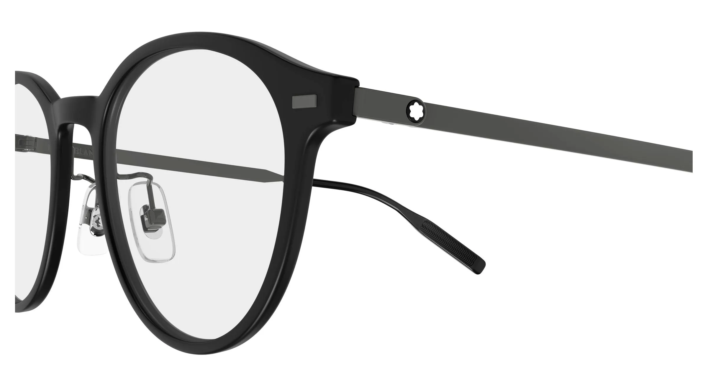 Montblanc MB0507OA 002 Montature da vista Iniettato Nero Trasparente Rotonda - immagine 3