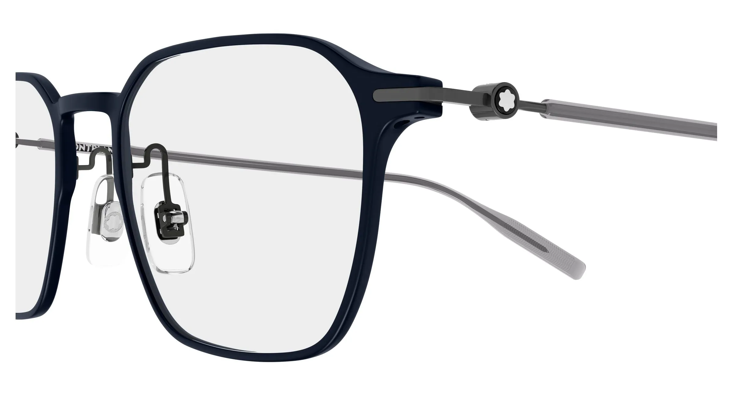 Montblanc MB0504O 004 Montature da vista Alluminio Blu Trasparente Squadrata - immagine 3