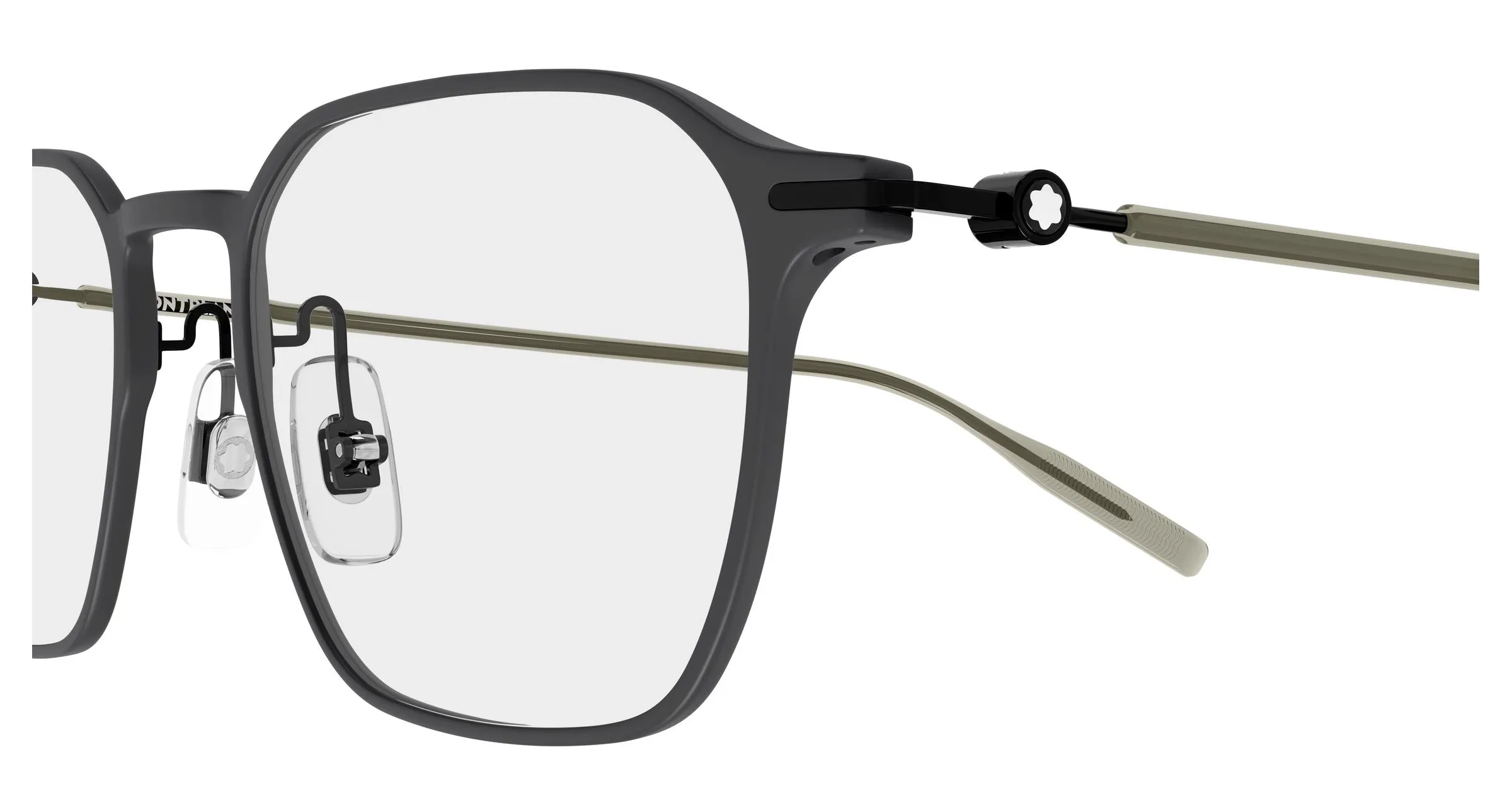 Montblanc MB0504O 003 Montature da vista Alluminio Grigio Trasparente Squadrata - immagine 3