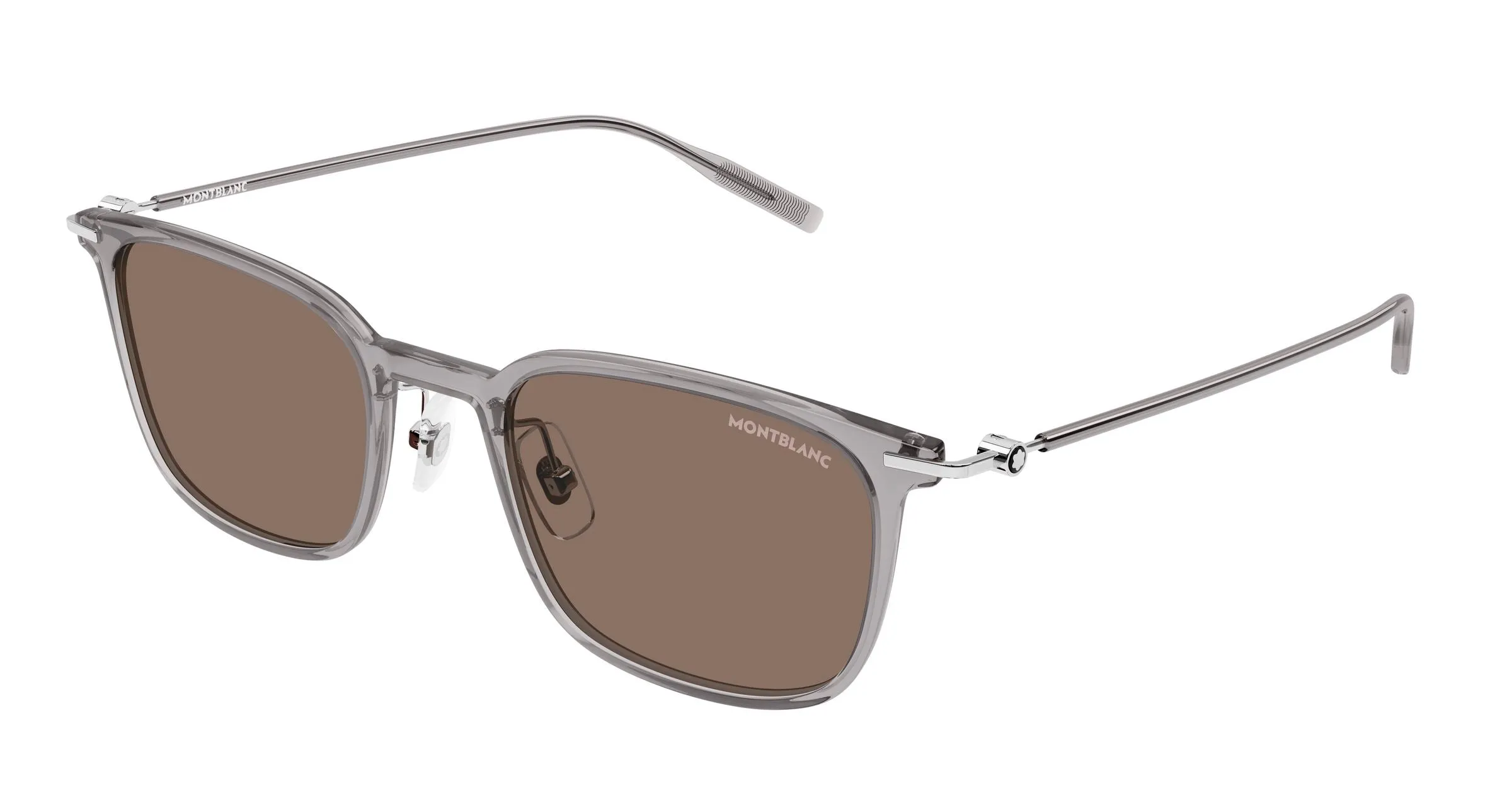 Montblanc MB0503S 003 Occhiali da sole Iniettato Grigio Marrone Rotonda Antiriflesso - immagine 1