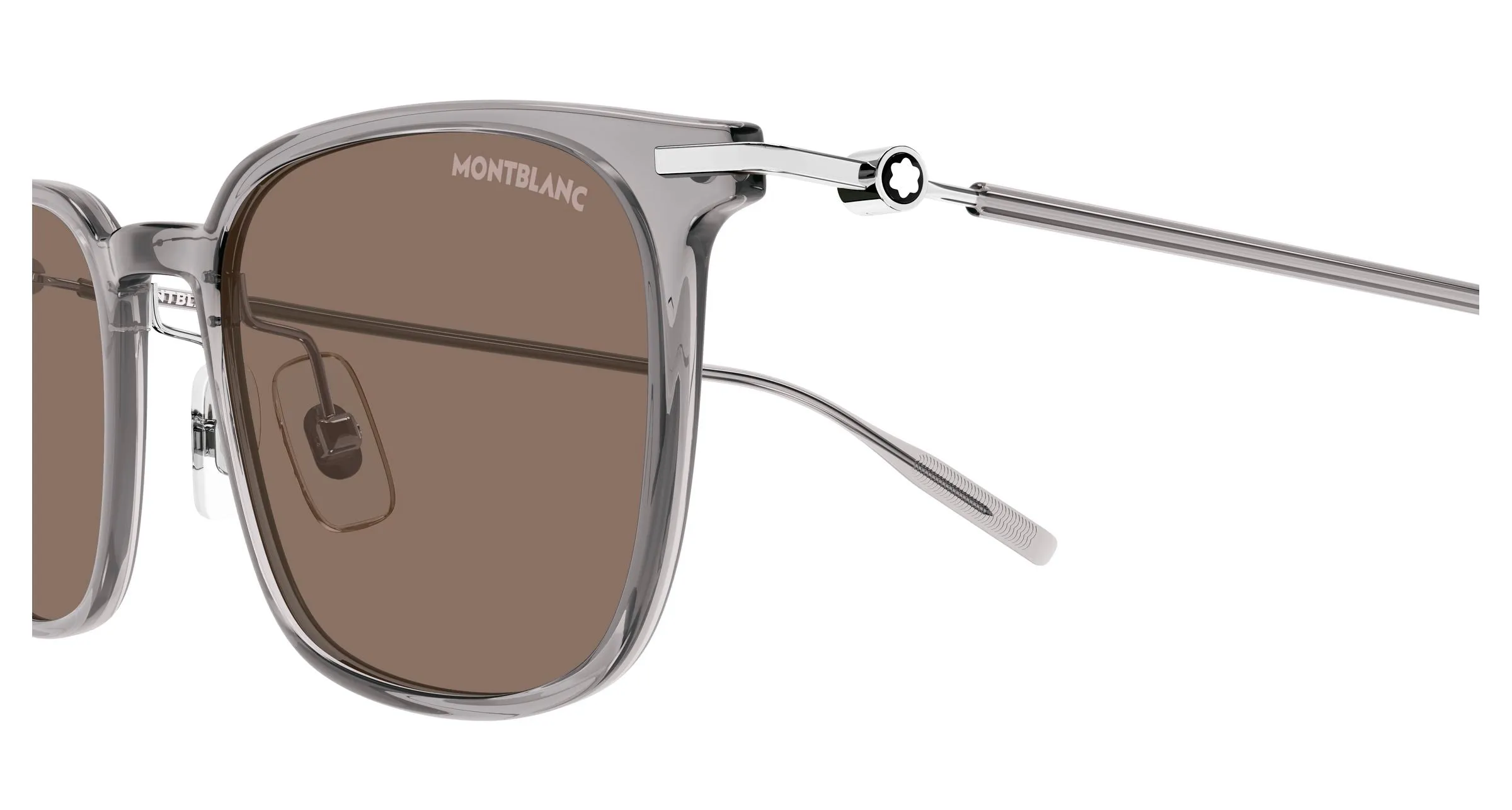 Montblanc MB0503S 003 Occhiali da sole Iniettato Grigio Marrone Rotonda Antiriflesso - immagine 3