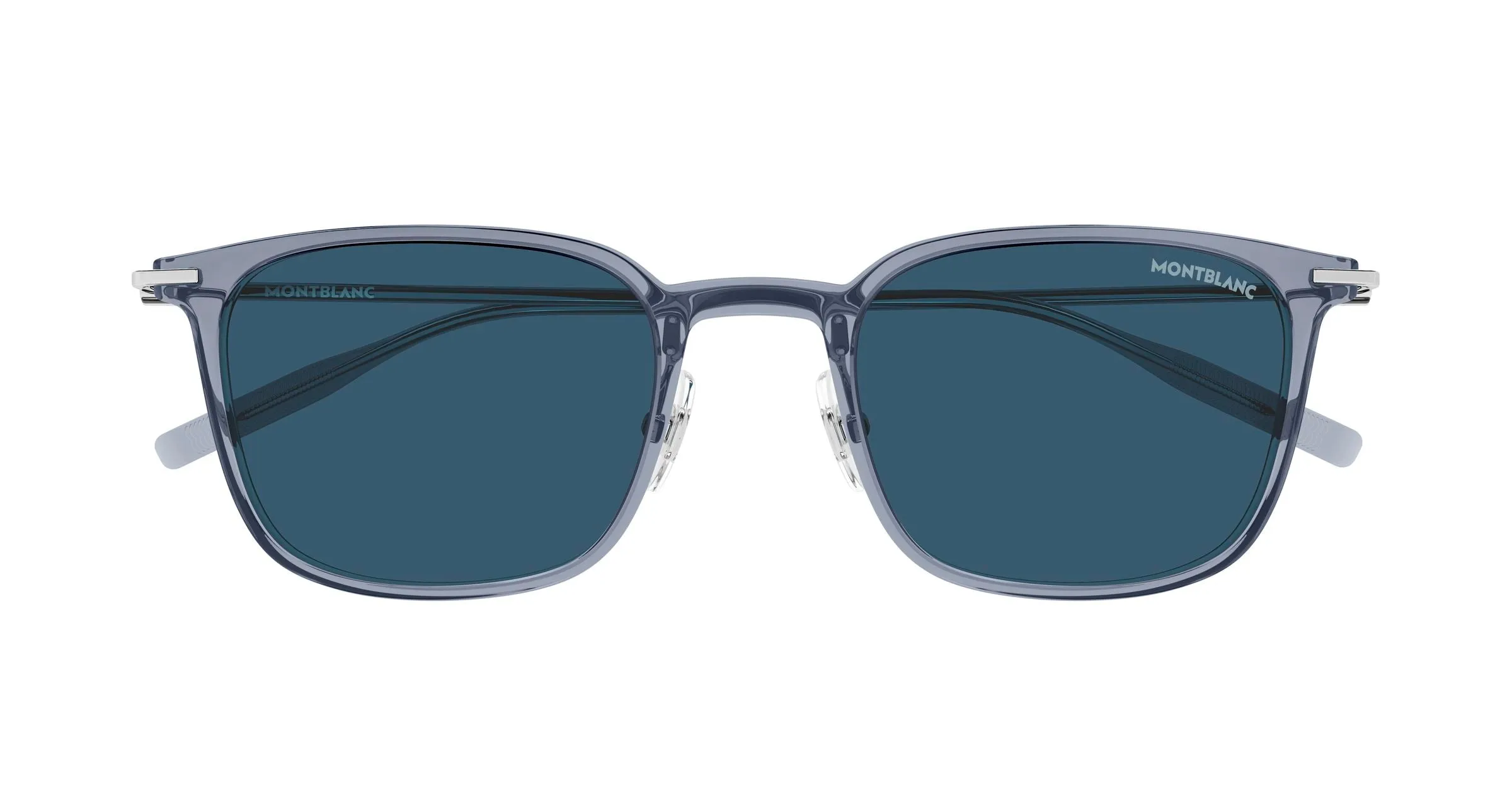 Montblanc MB0503S 002 Occhiali da sole Iniettato Grigio Blu Rotonda Antiriflesso - immagine 2