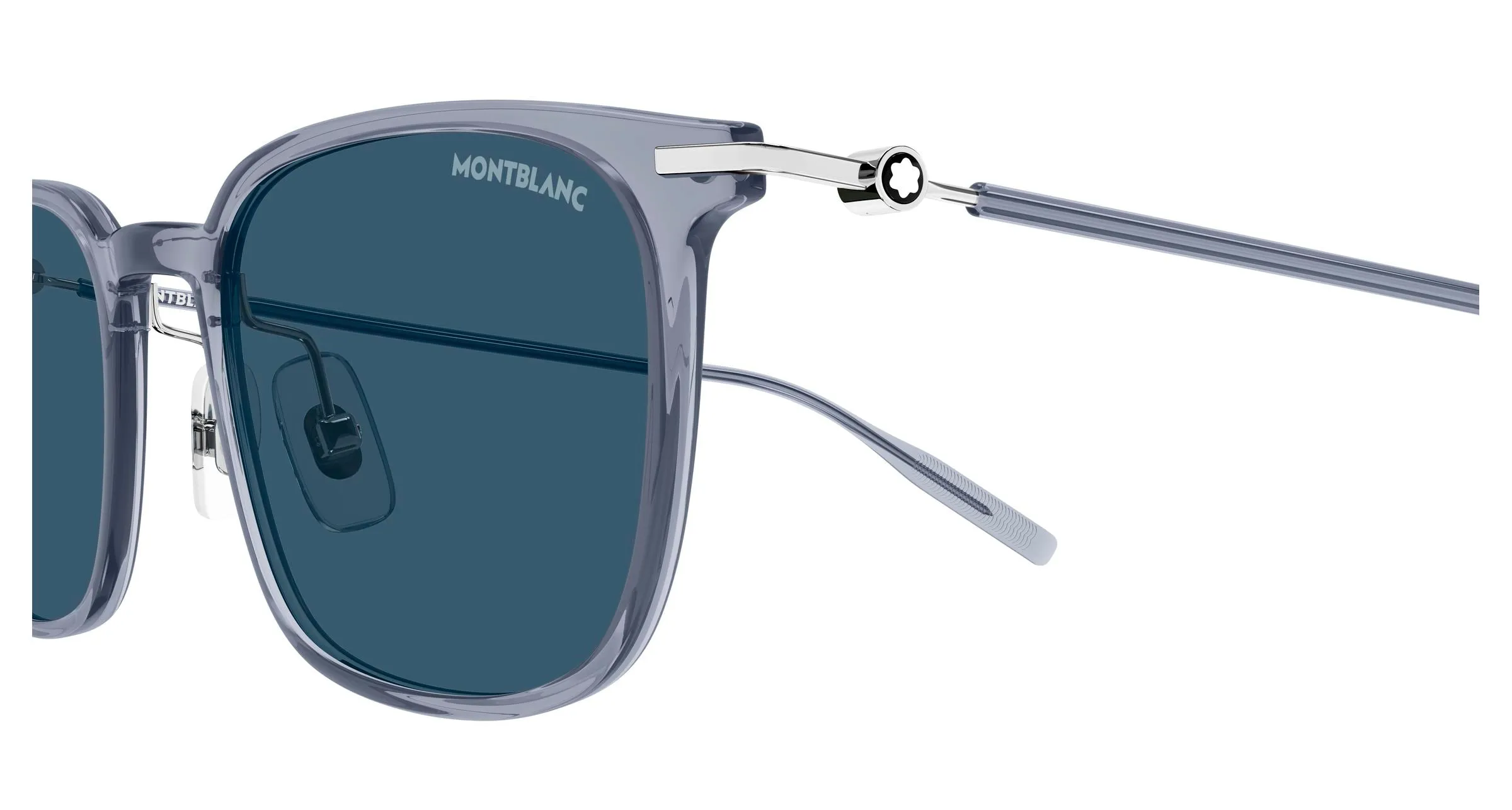 Montblanc MB0503S 002 Occhiali da sole Iniettato Grigio Blu Rotonda Antiriflesso - immagine 3