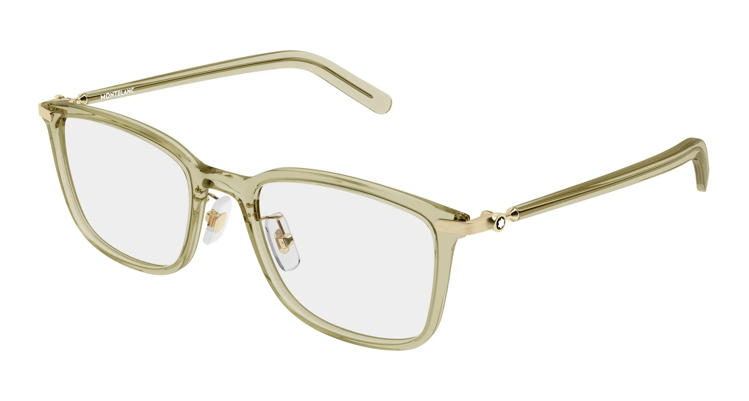 Montblanc MB0500OA 004 Montature da vista Iniettato Verde Trasparente Squadrata - immagine 1
